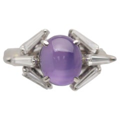 Retro Purple Star Sapphire Diamond Platinum Ring