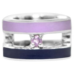 Lila gestreifter Manschettenknöpfe-Ohrring mit Amethyst
