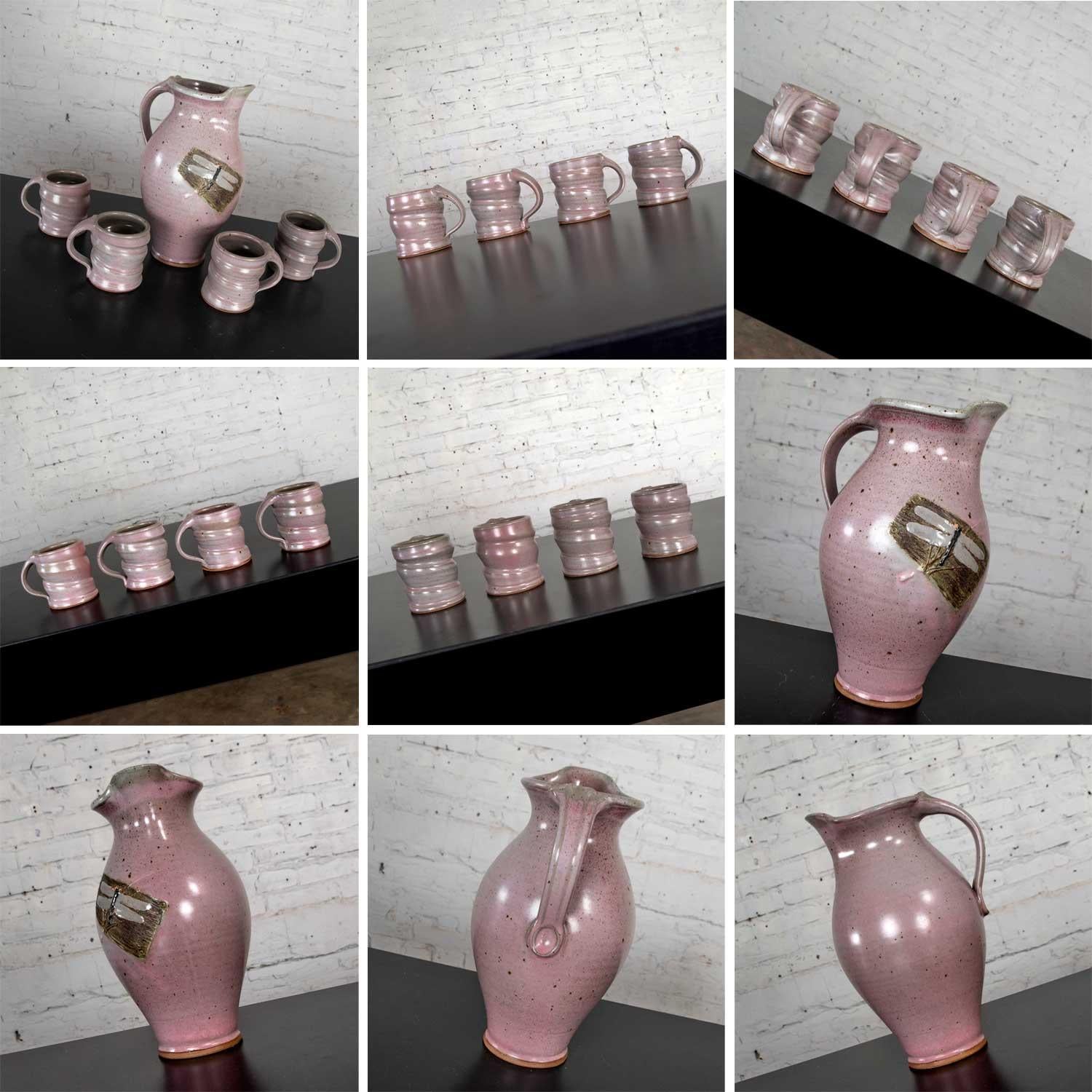 Studio Pottery Keramik Handgefertigtes Hot Chocolate Set 1 Krug & 4 Tassen im Angebot 7