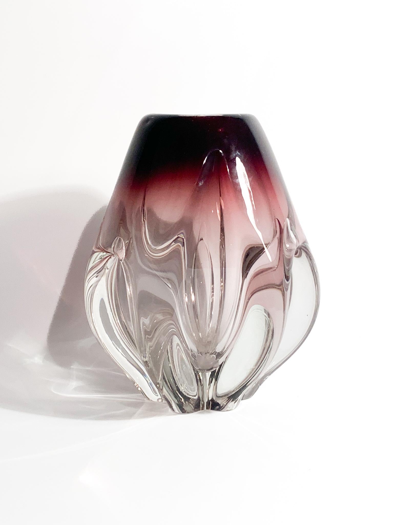 Purple Submerged Murano Glass Vase Attributed to Flavio Poli, 1960s For