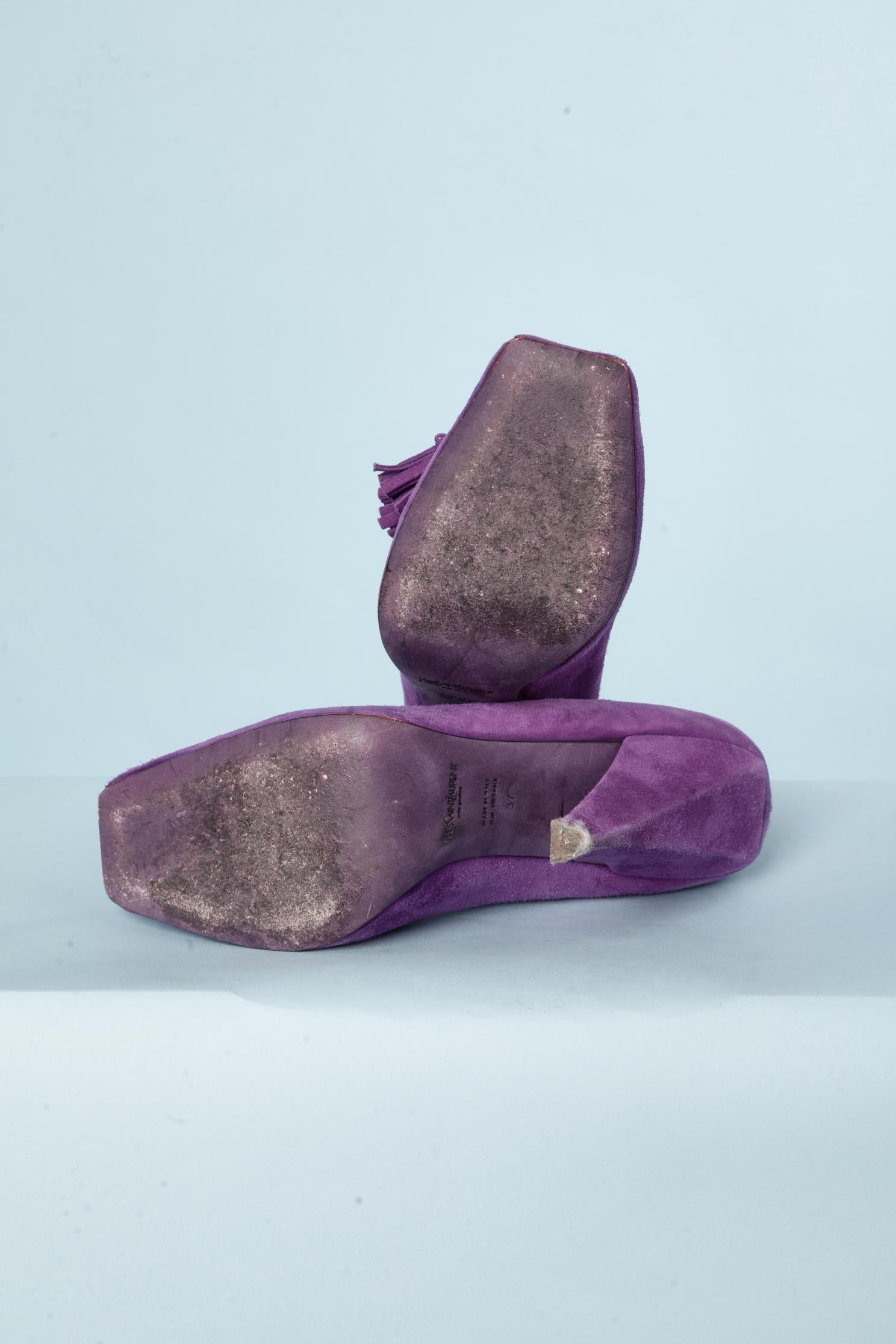 Women's Purple suede high heels mocassin Yves Saint Laurent Rive Gauche