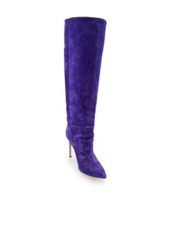 Paris Texas Purple Suede Knee High Heeled Boots Size IT 36