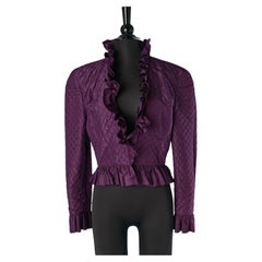Purple taffetas quilted jacket with ruffle edge GUY LAROCHE