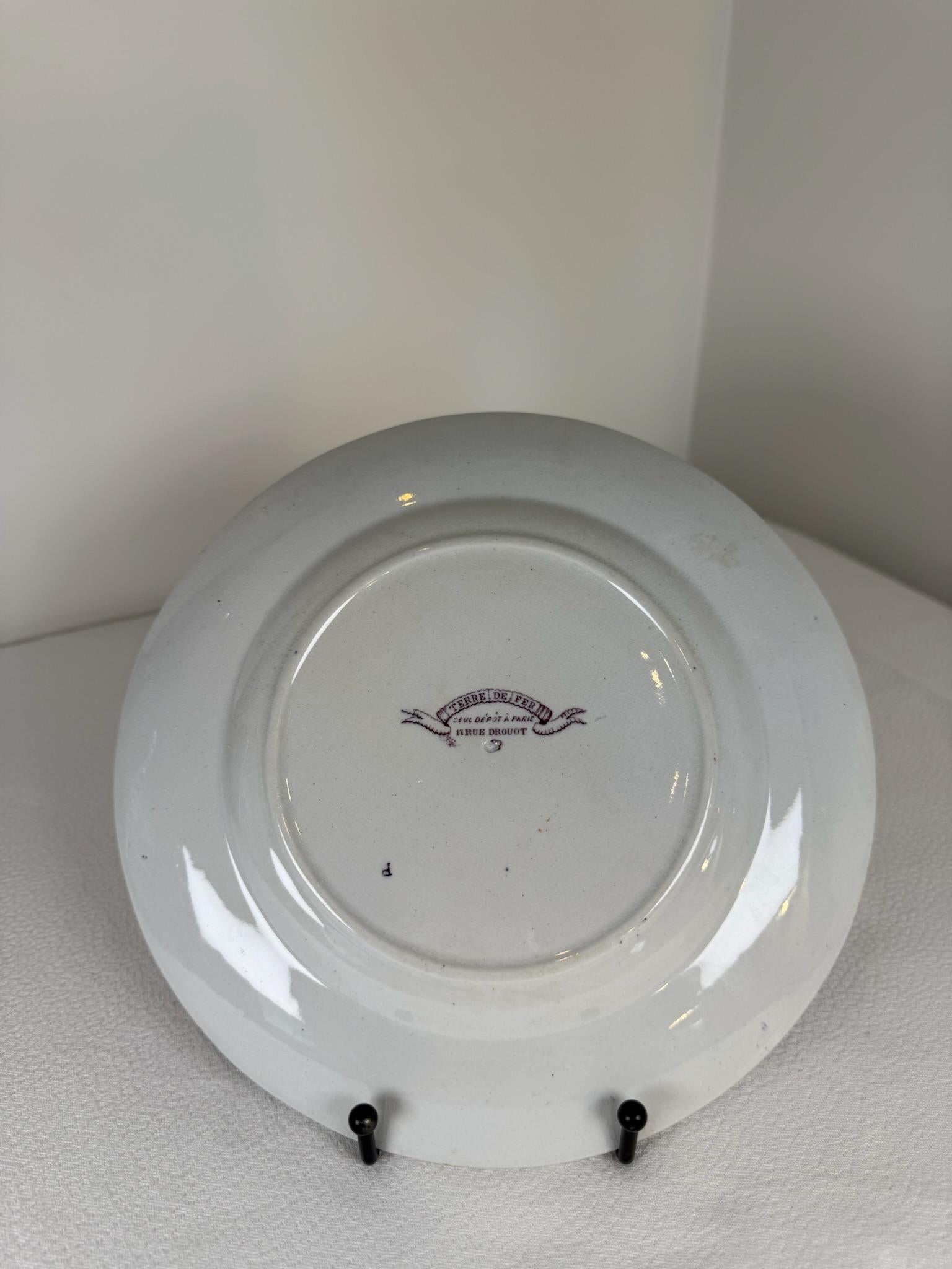 French Purple Terre de Fer Dinnerware Set For Sale