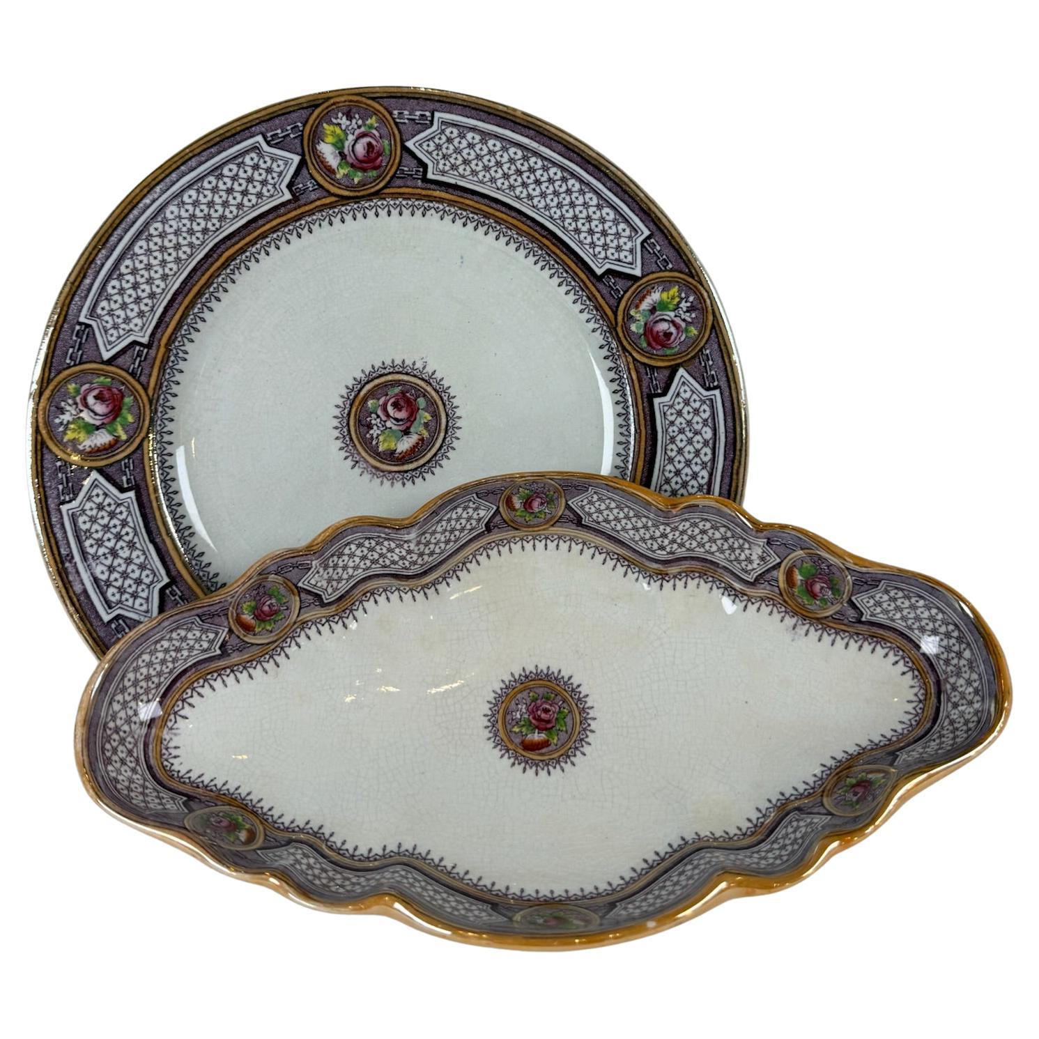 Purple Terre de Fer Dinnerware Set For Sale