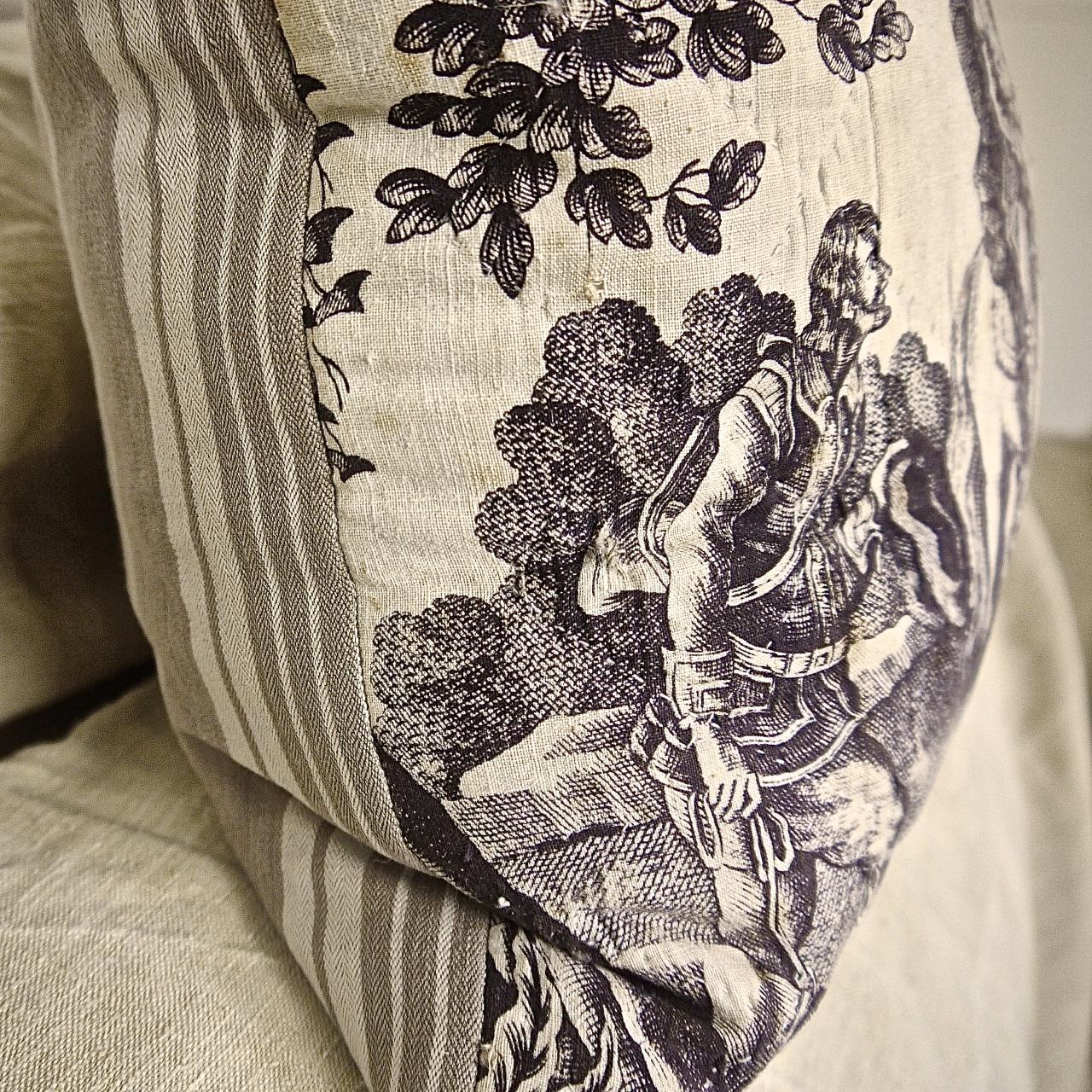 Purple Toile De Nantes Henri IV Cotton Pillow, French, circa 1805 For Sale 5