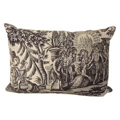 Purple Toile De Nantes Henri IV Cotton Pillow French circa 1805