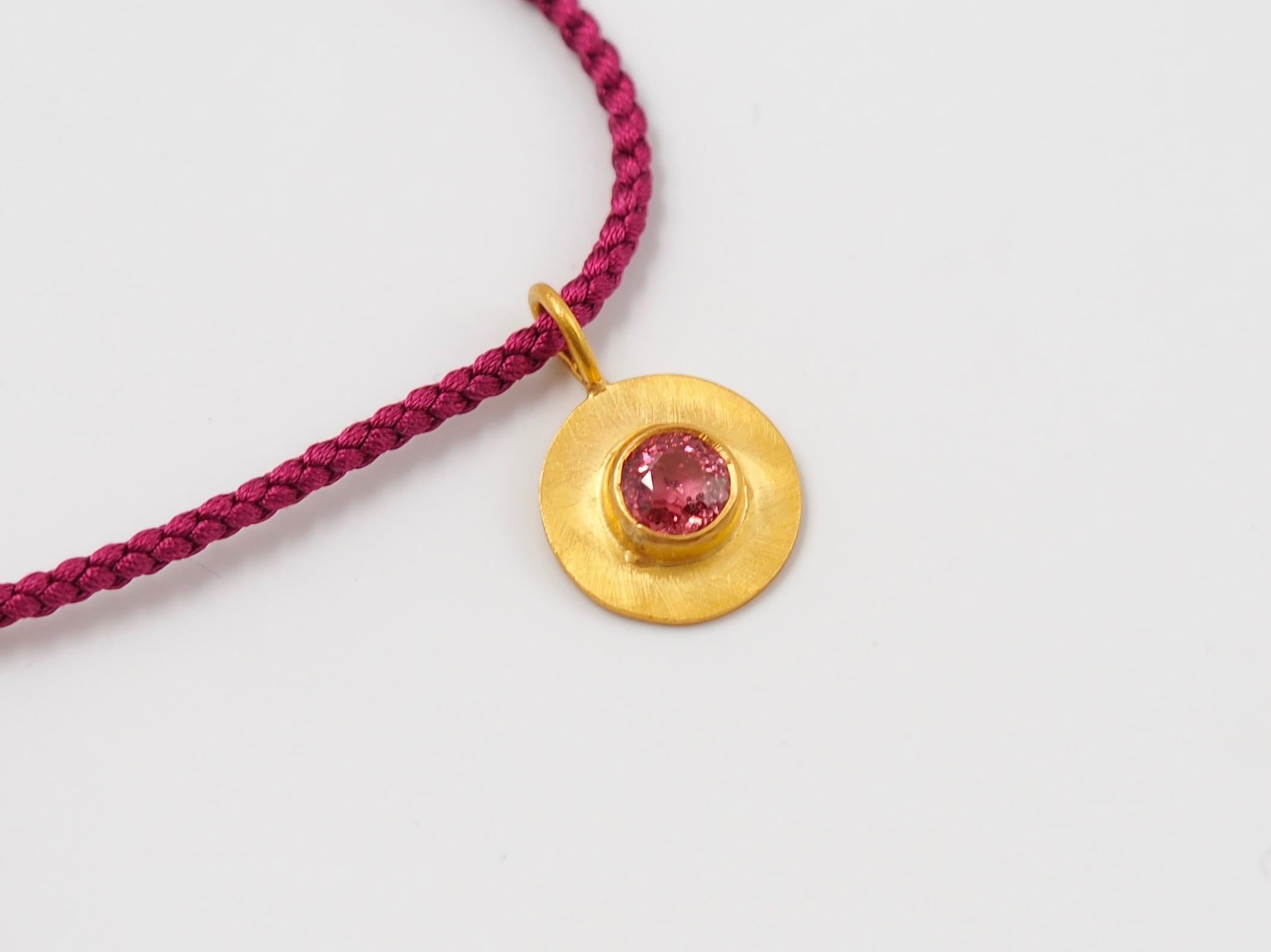Women's  Purple Tourmaline Drop Purple Spinel 22 Karat Gold Pendant Necklace