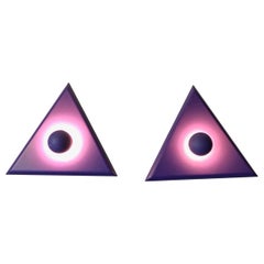 Purple Triangular Wall Sconces by E. S. Horn, Danish Modern, 1980s