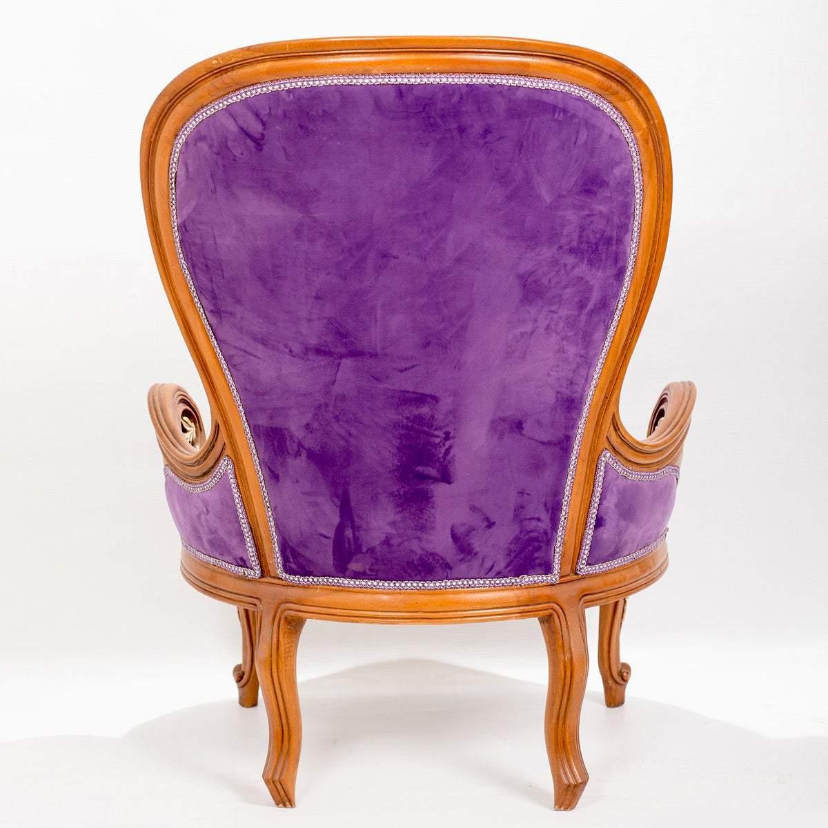 Wood Purple Tufted Bergère Armchair '2-Chair Set', 20th Century For Sale