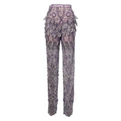 Purple tulle pants entirely beaded and rhinestoned Atelier Versace