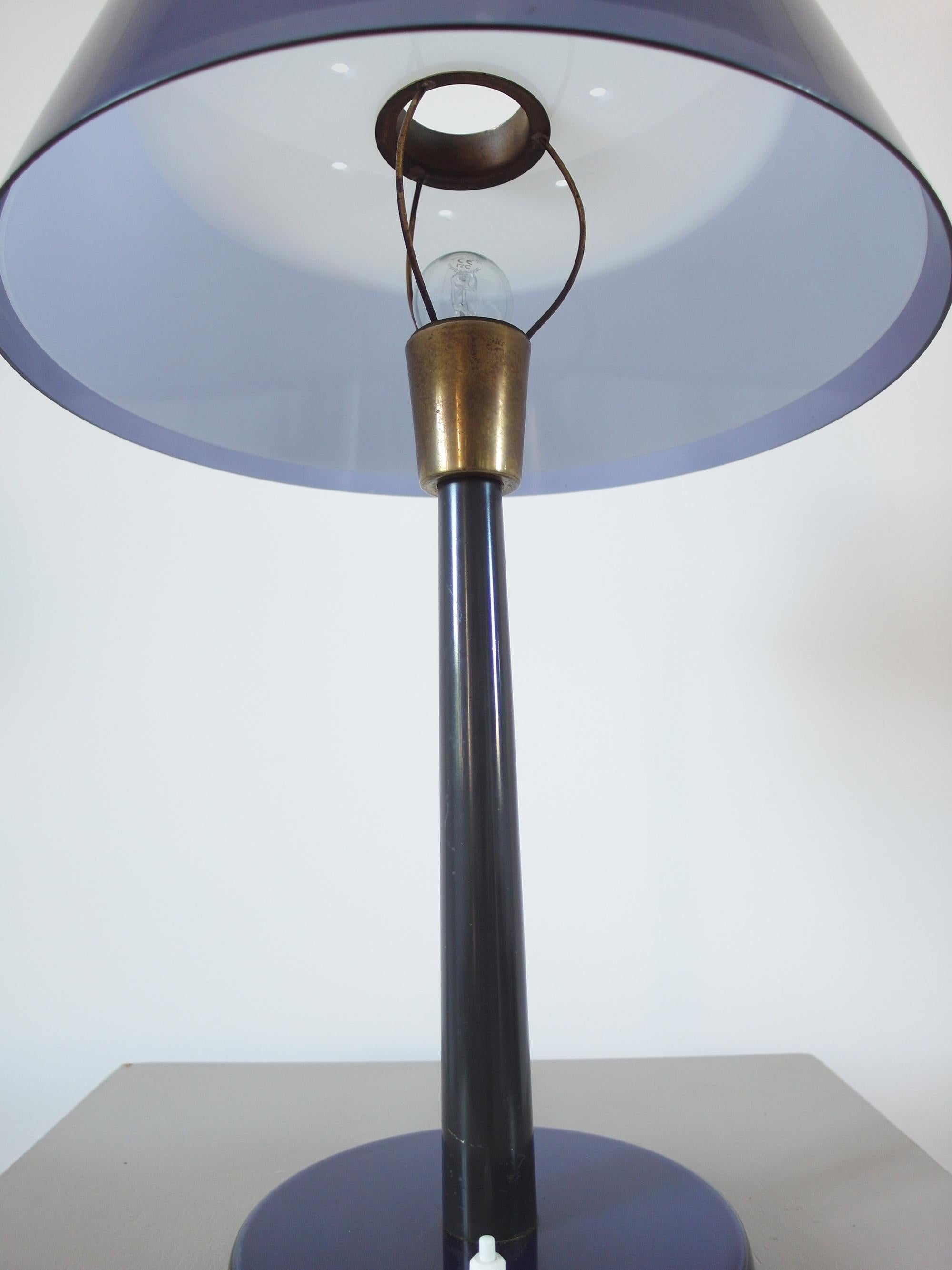 Brass Purple Tuomas Table Light in by Yki Nummi for Stockmann-Orno, Finland, 1950s For Sale