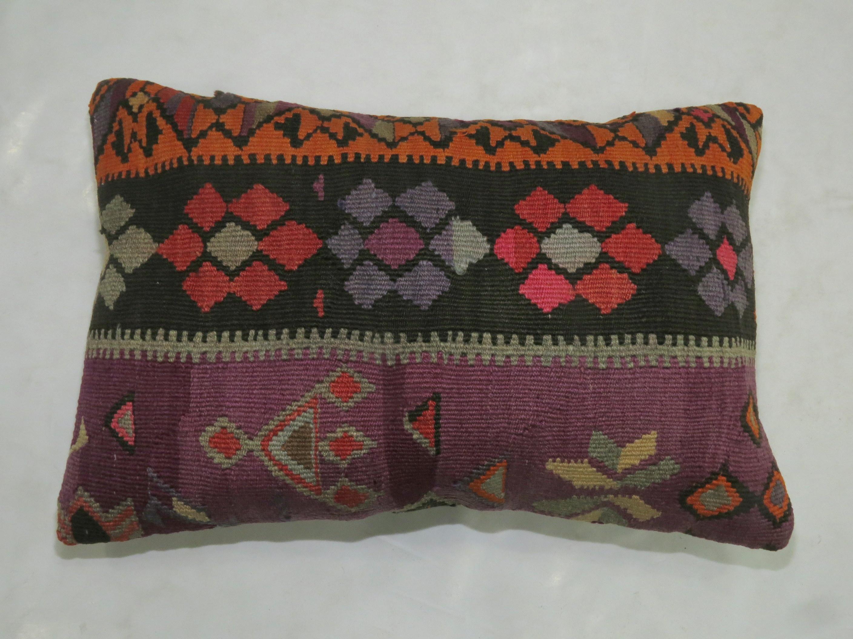Purple Turkish Kilim Pillow In Excellent Condition For Sale In New York, NY