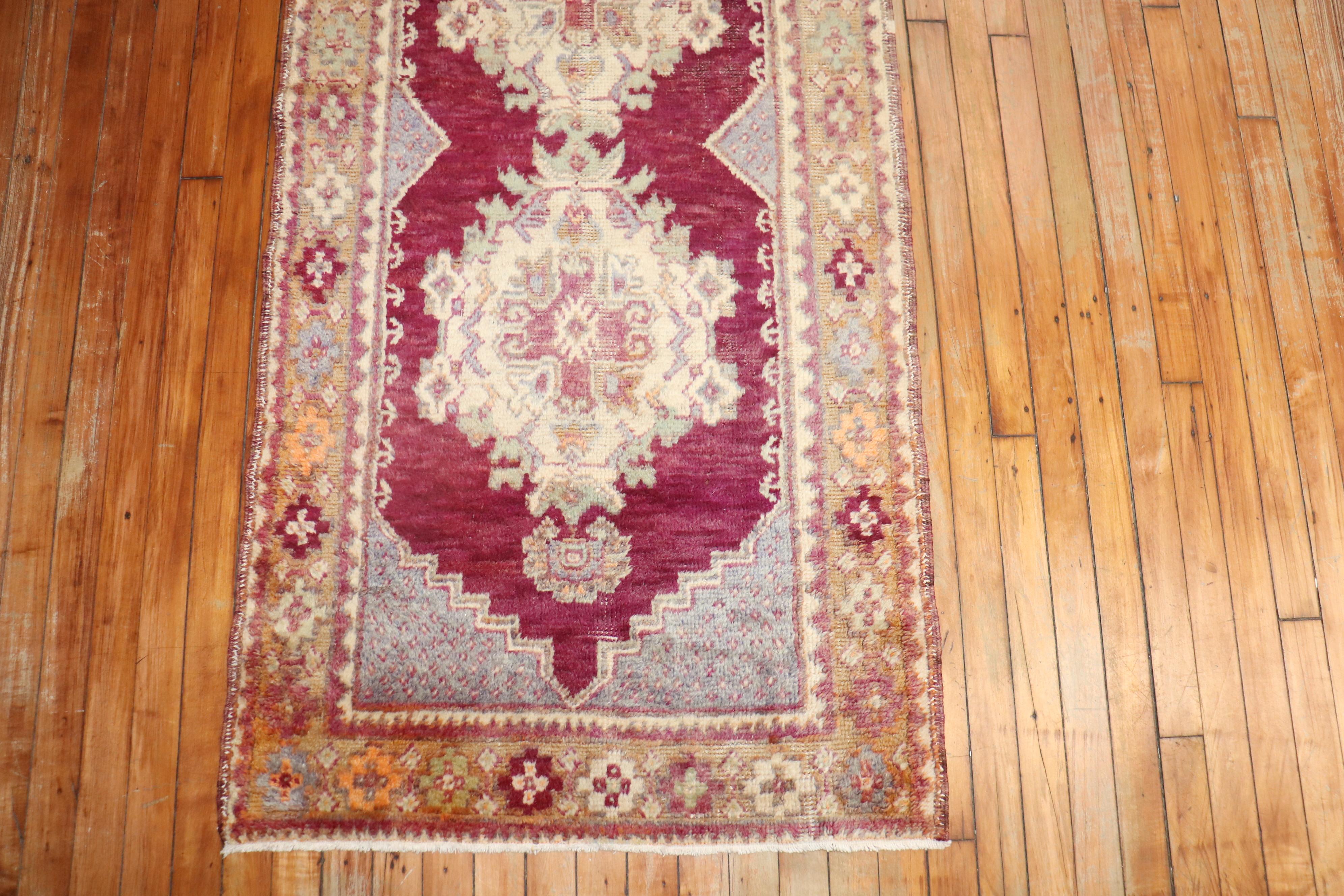 Purple Turkish Runner In Good Condition For Sale In New York, NY