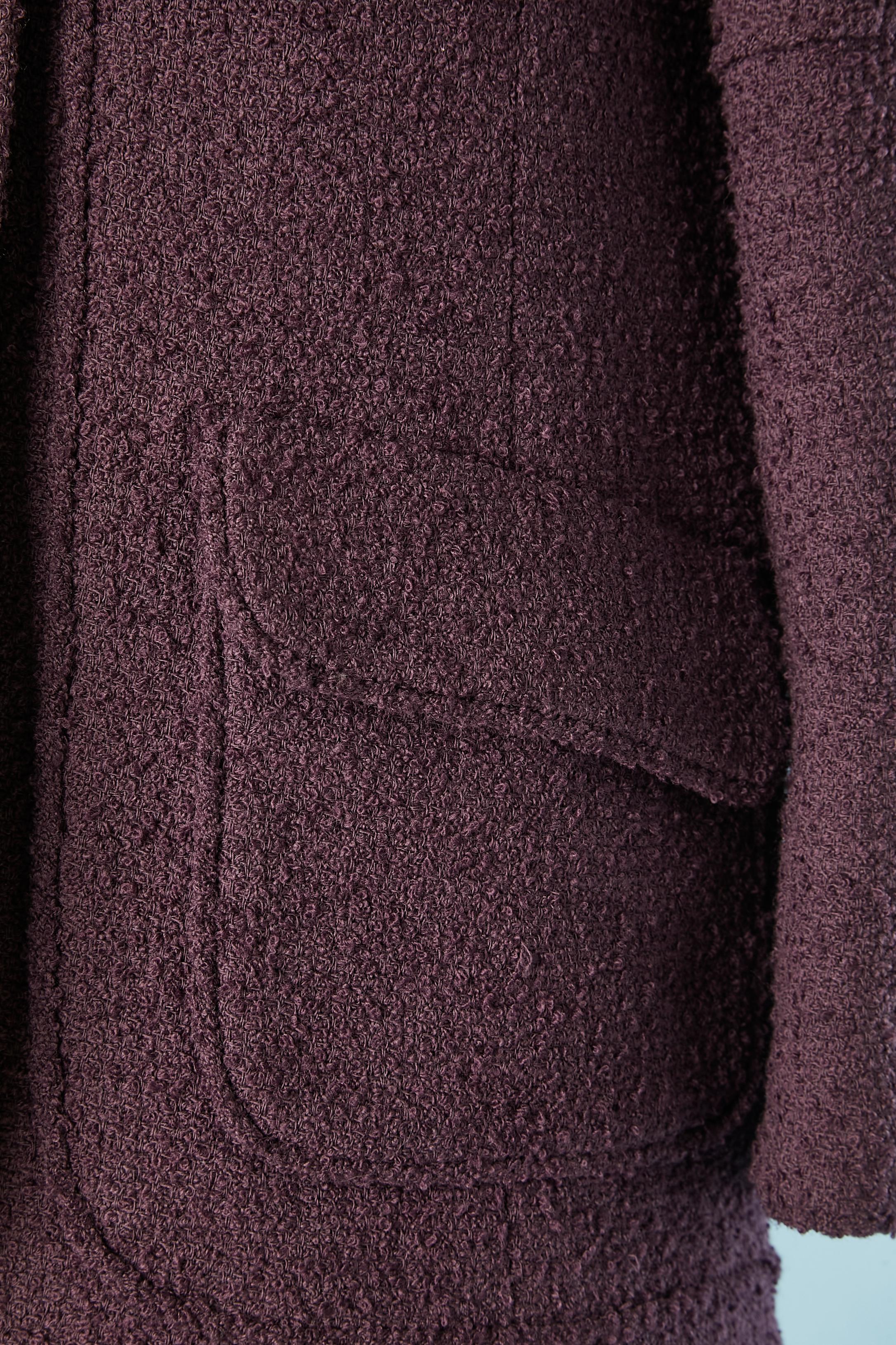 Noir Veste à simple boutonnage en tweed violet Chanel Boutique  en vente
