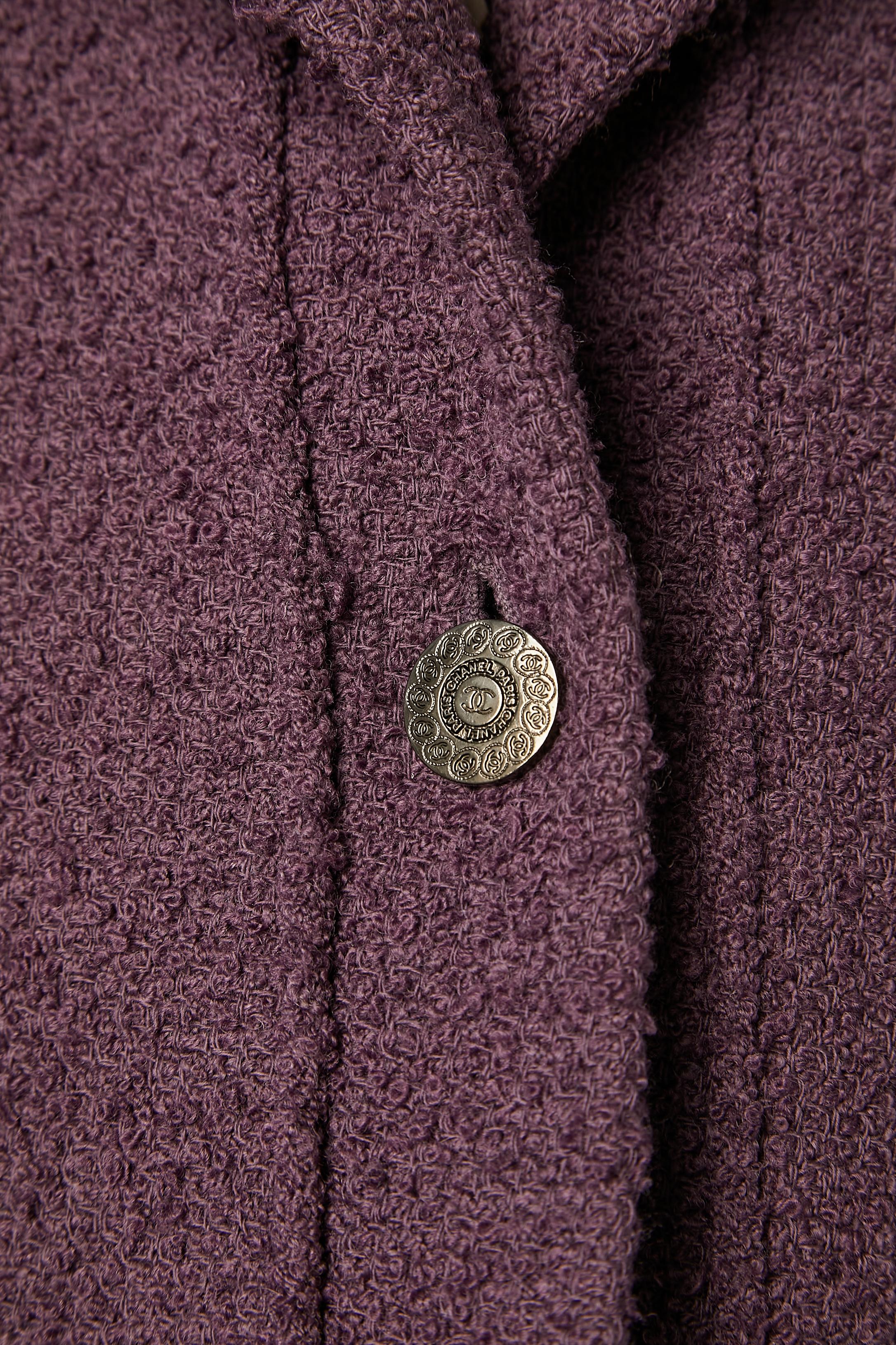 Veste à simple boutonnage en tweed violet Chanel Boutique  Excellent état - En vente à Saint-Ouen-Sur-Seine, FR