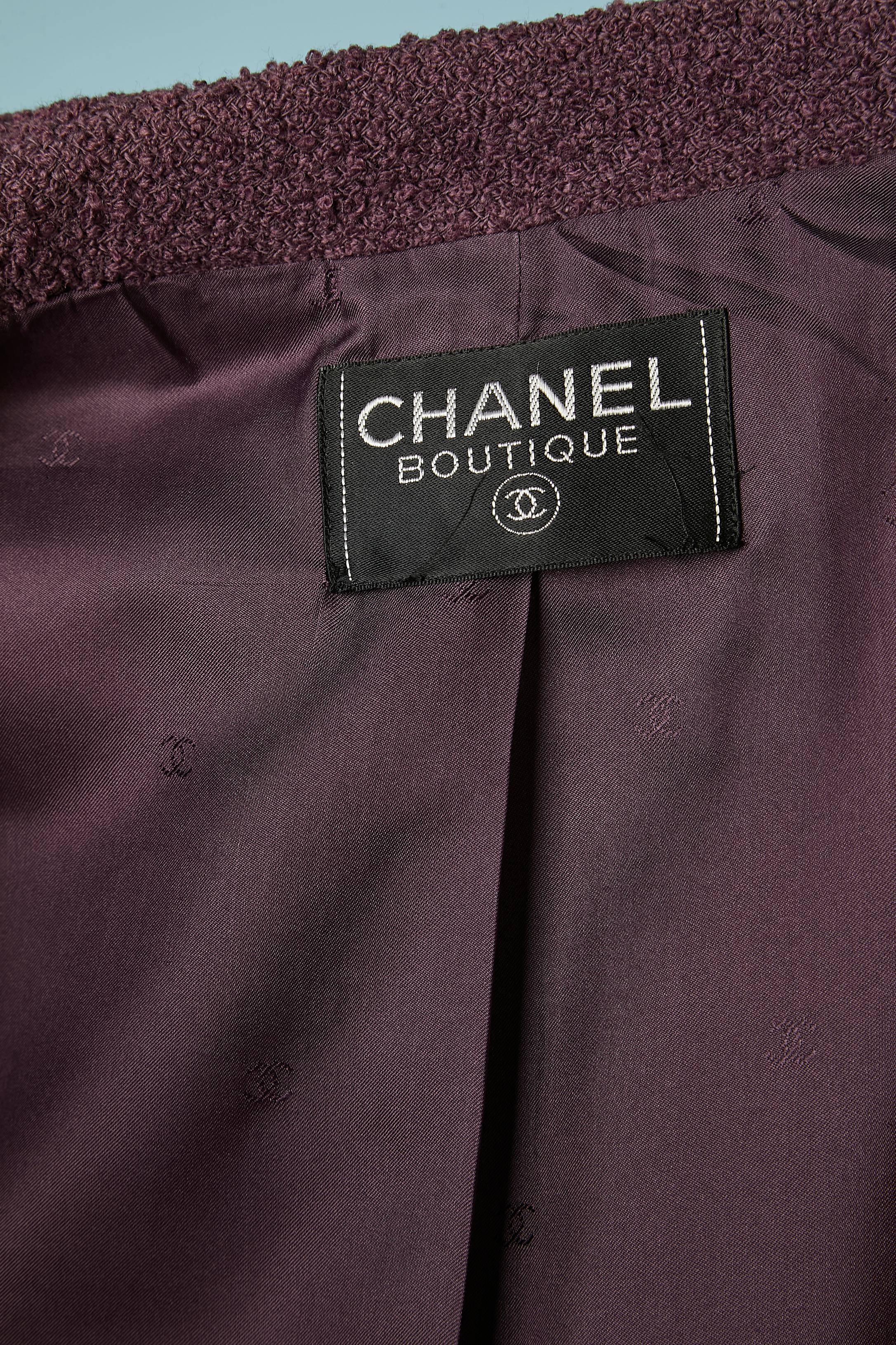 Veste à simple boutonnage en tweed violet Chanel Boutique  en vente 2