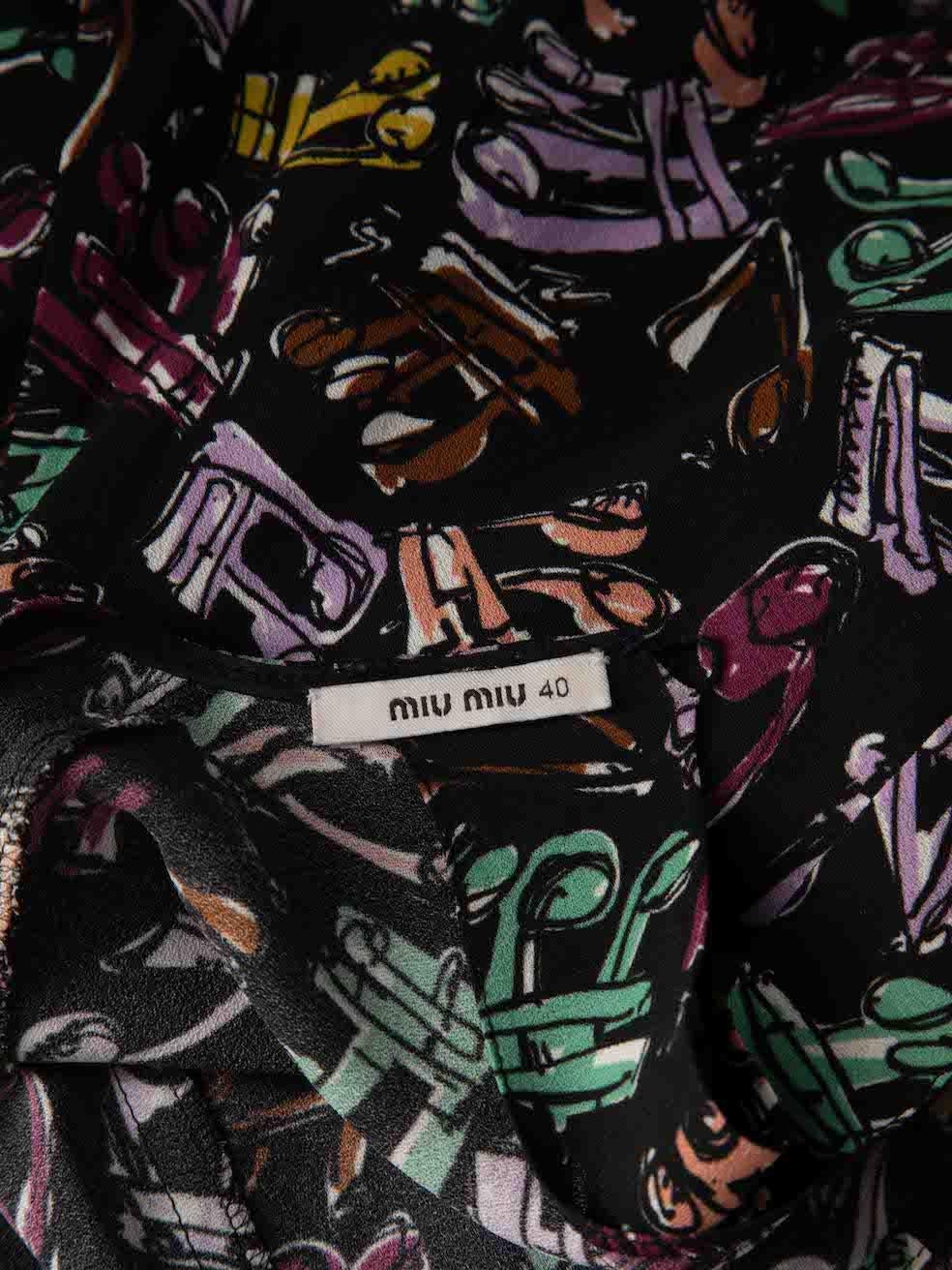 Black Music Note Graphic Print Dress Size S In Good Condition For Sale In London, GB