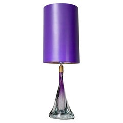 Purple Crystal Table Lamp, France Signed by Vannes Le Chatel 