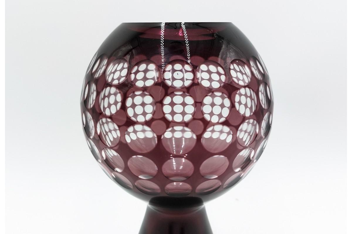 Allemand Vase violet de Marita Voigt, Harzkristall Derenburg, Allemagne, 1970