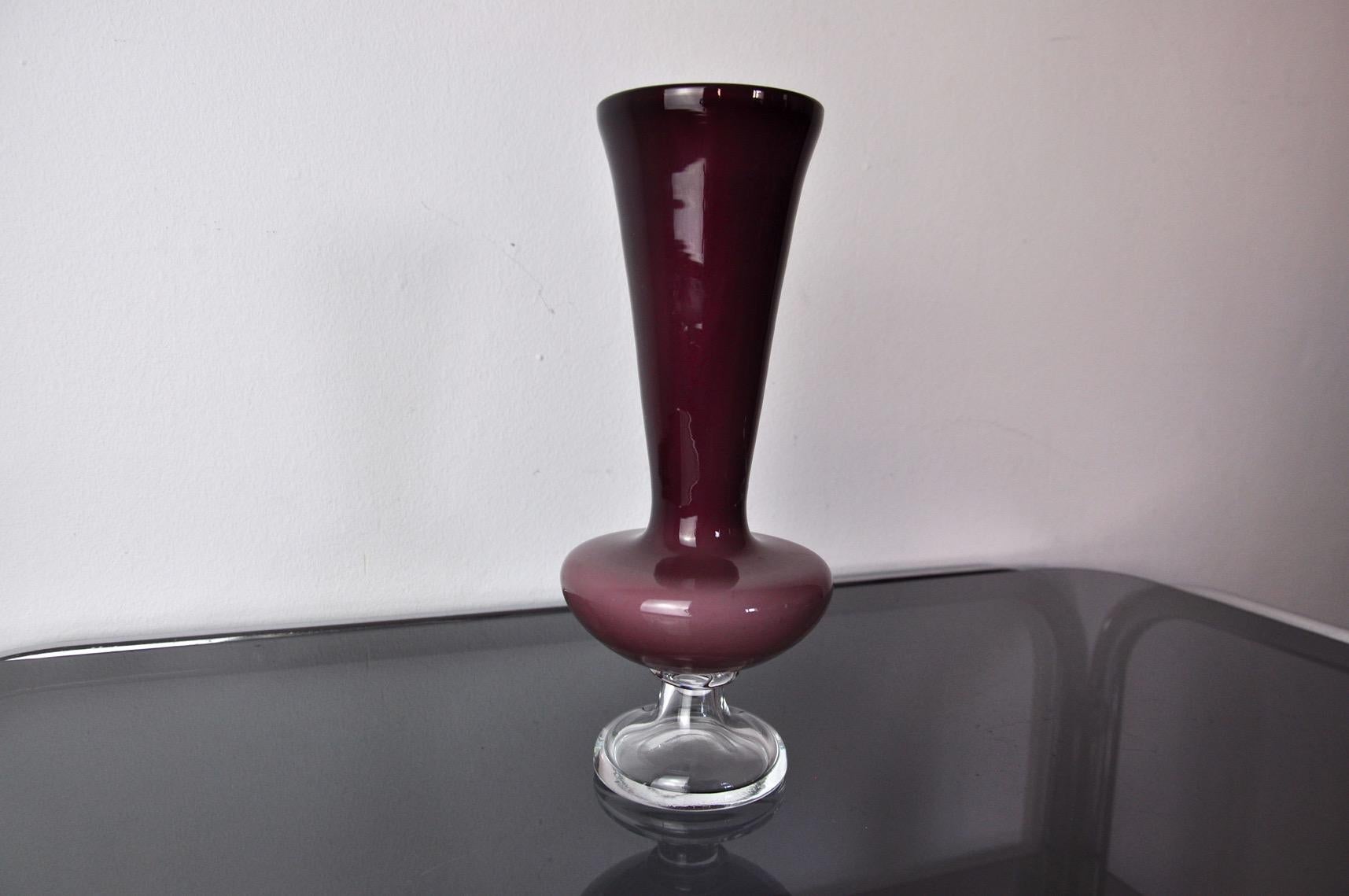 Lila Vase aus Murano-Glas, Italien, 1980 (Kristall) im Angebot