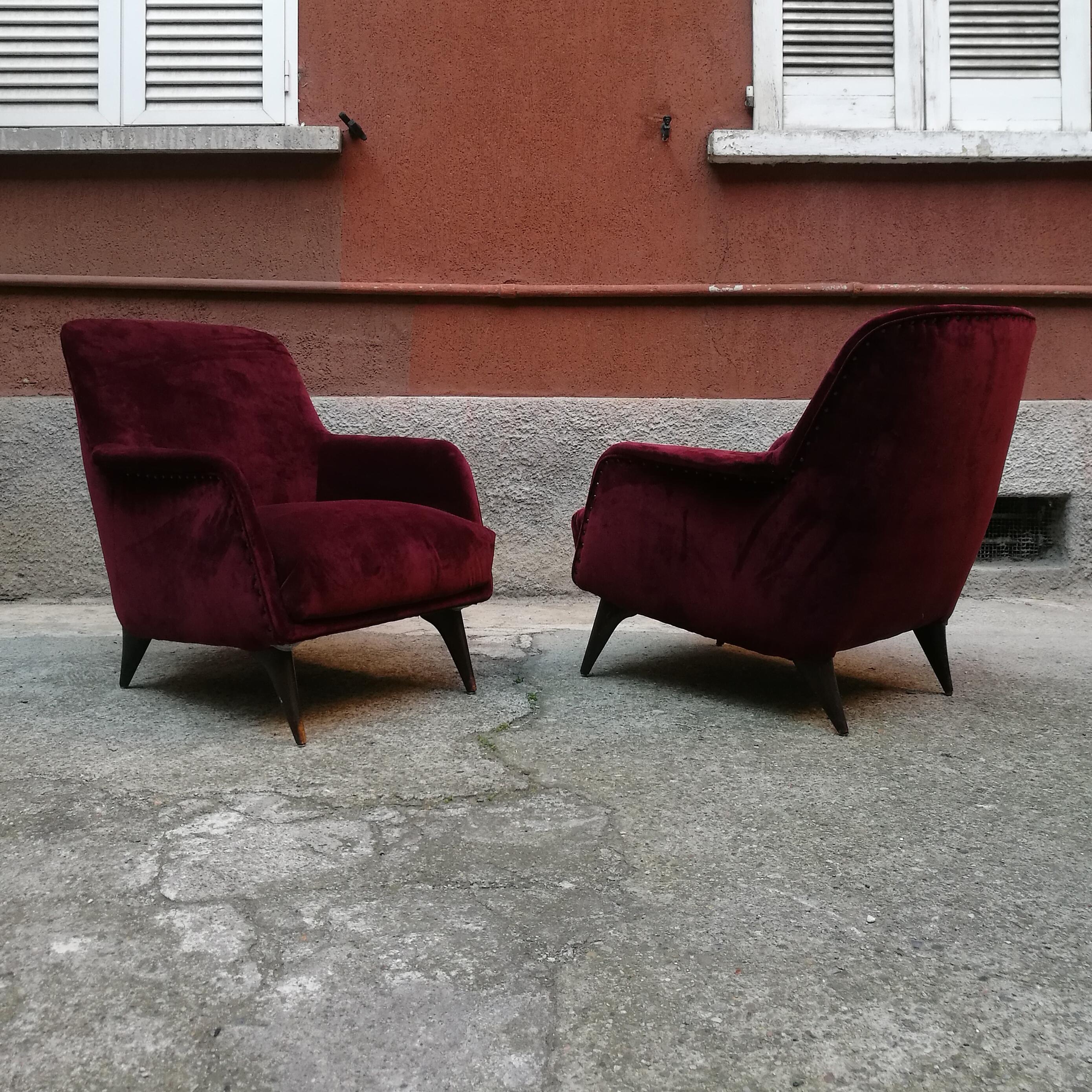 Purple Velvet Armchair, Carlo de Carli for Cassina, Italy 1950 2