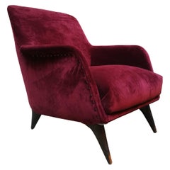Purple Velvet Armchair, Carlo de Carli for Cassina, Italy 1950