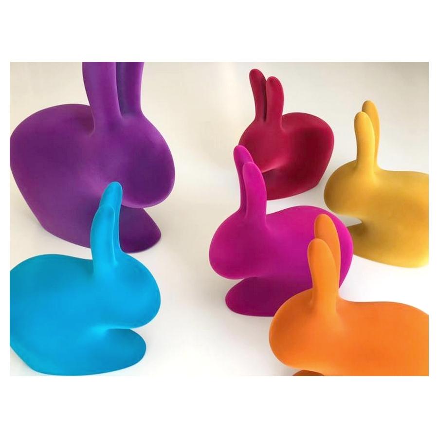 Modern Purple Velvet Baby Rabbit Chair, Designed by Stefano Giovannoni, Made in Italy