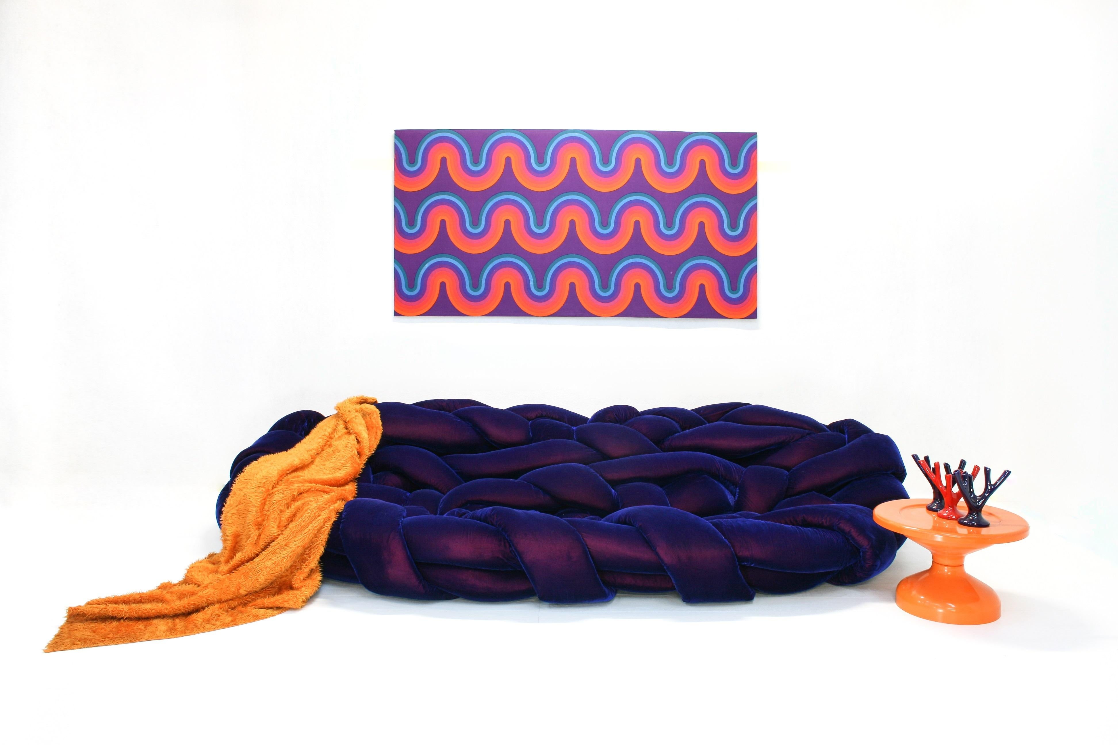 Italian Purple Velvet Boa Sofa by Fernando & Humberto Campana for Edra