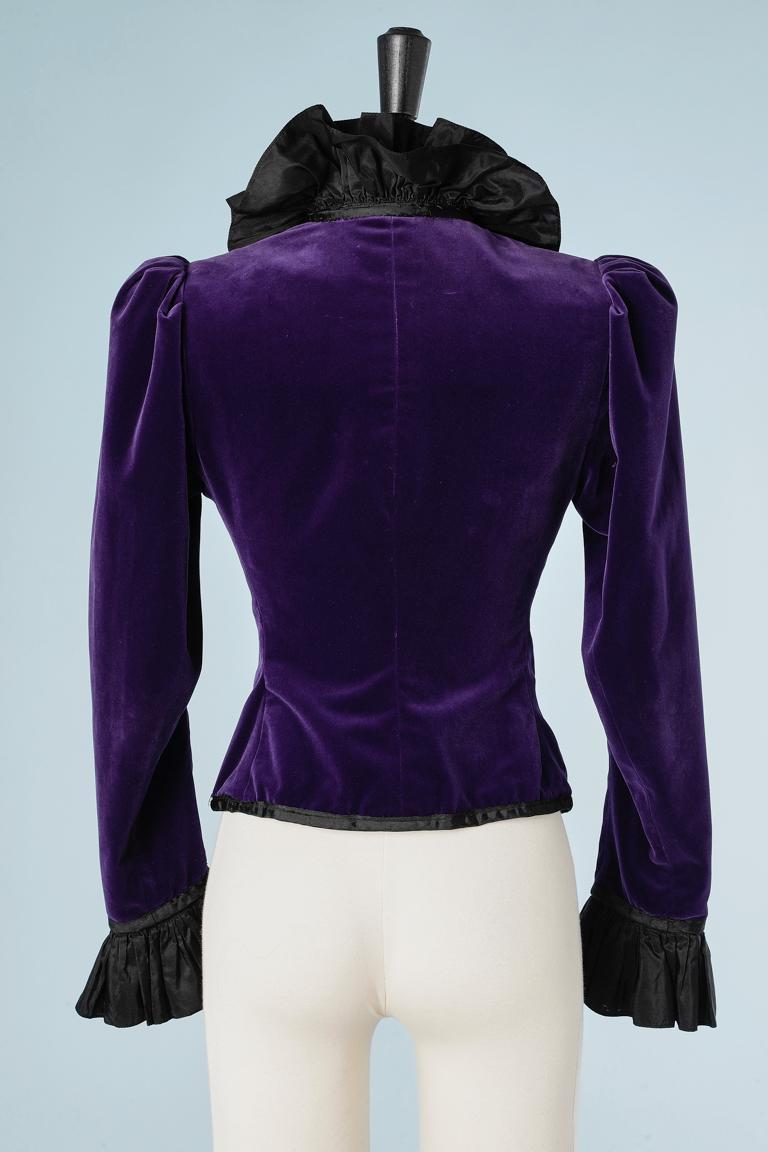 Black Purple velvet evening jacket with black taffetas  Saint Laurent Rive Gauche  For Sale