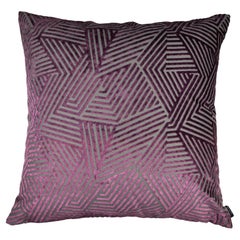 purple velvet geometric decor pillow with feather insert