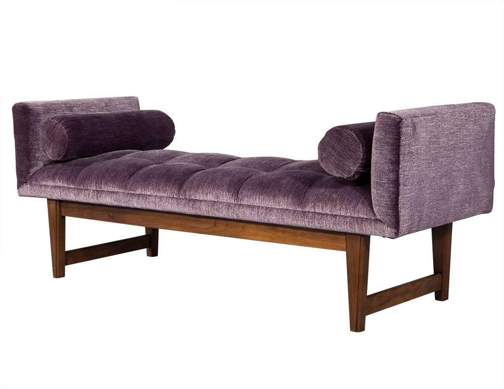 American Purple Velvet Mid-Century Modern Bench Settee