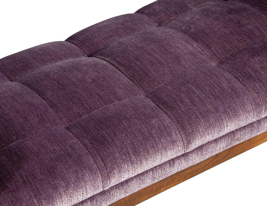 Late 20th Century Purple Velvet Mid-Century Modern Bench Settee