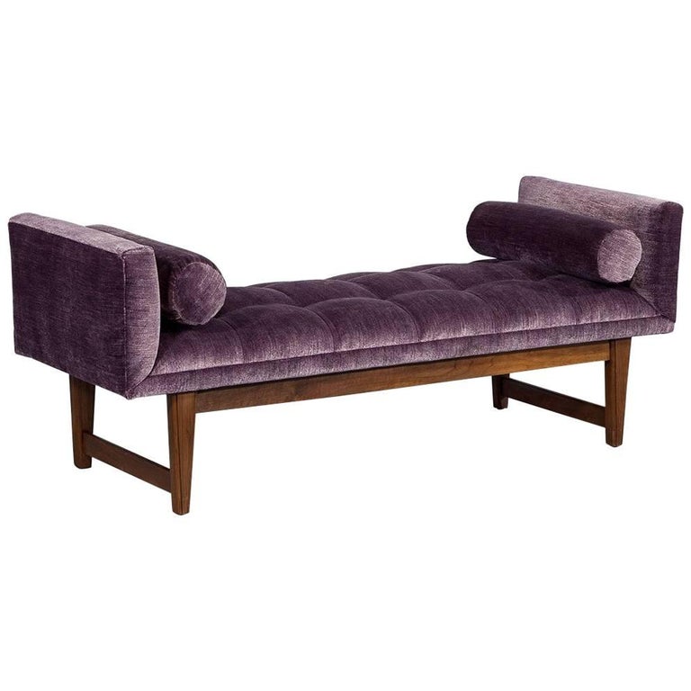 Purple Velvet MidCentury Modern Bench Settee at 1stDibs