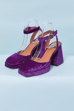Purple velvet platforme shoes ANGEL ALARCON