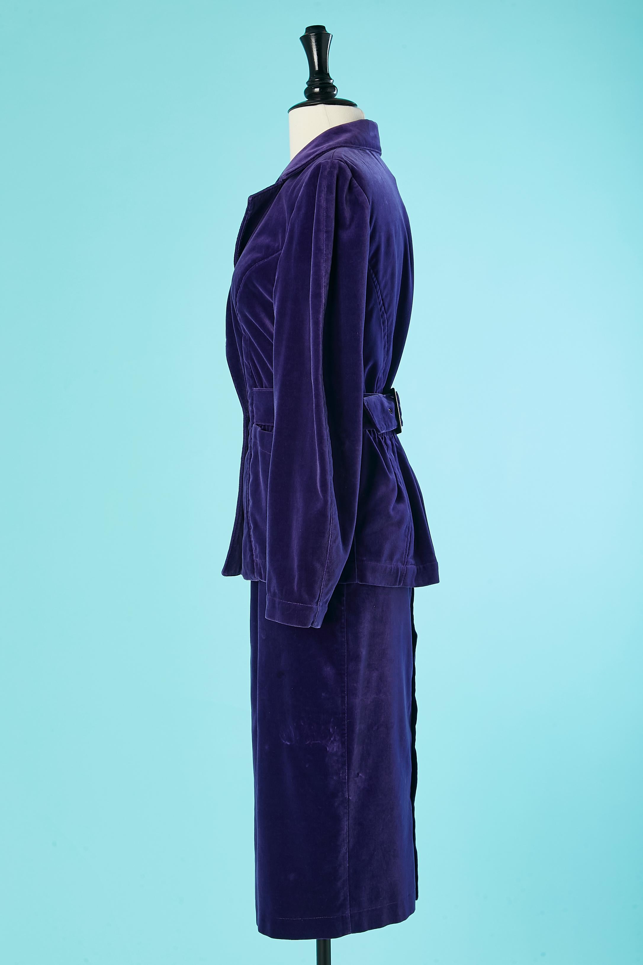 Women's Purple velvet skirt-suit Thierry Mugler Circa 1980's  For Sale