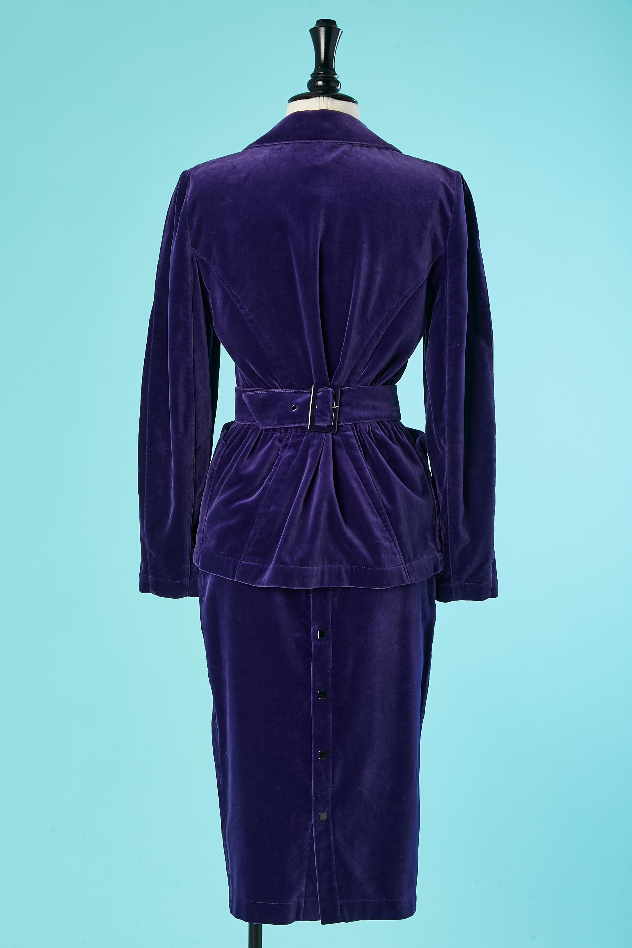 Purple velvet skirt-suit Thierry Mugler Circa 1980's  For Sale 1