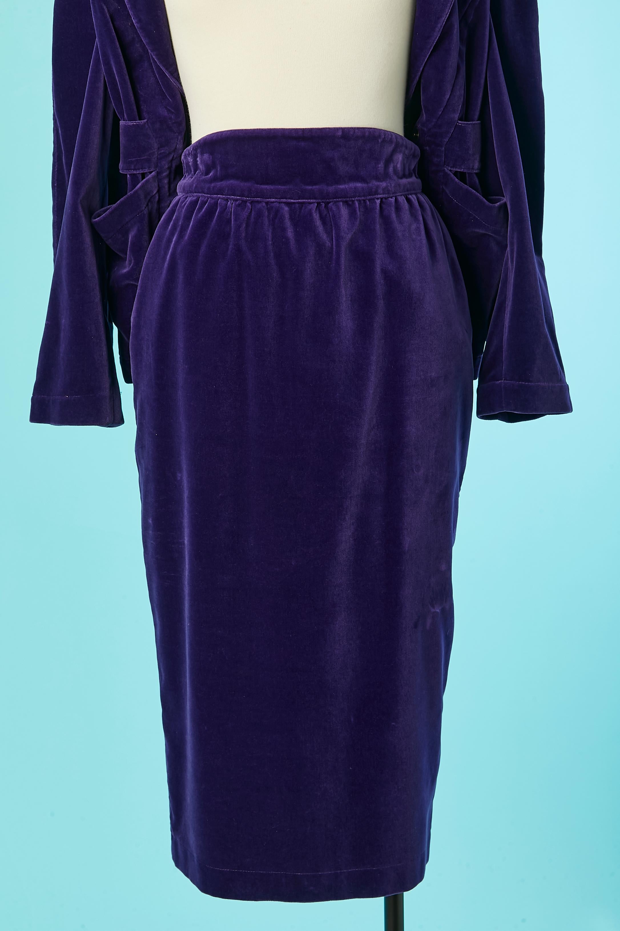 Purple velvet skirt-suit Thierry Mugler Circa 1980's  For Sale 3