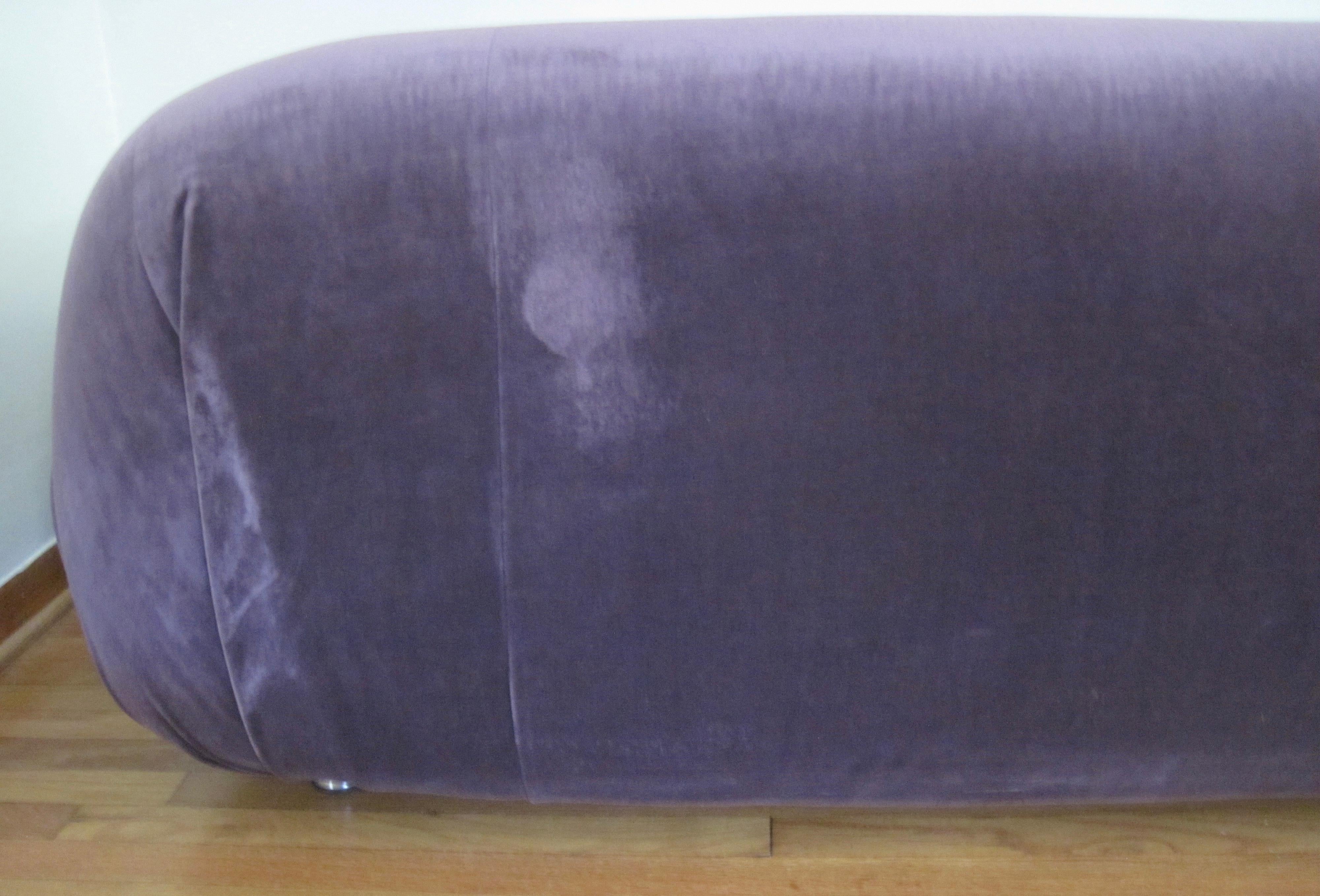 Purple Velvet Sofa in the Manner of Tobia Scarpa Soriana 2