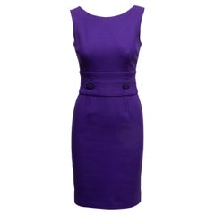 Purple Versace Sleeveless Wool Dress Size IT 38
