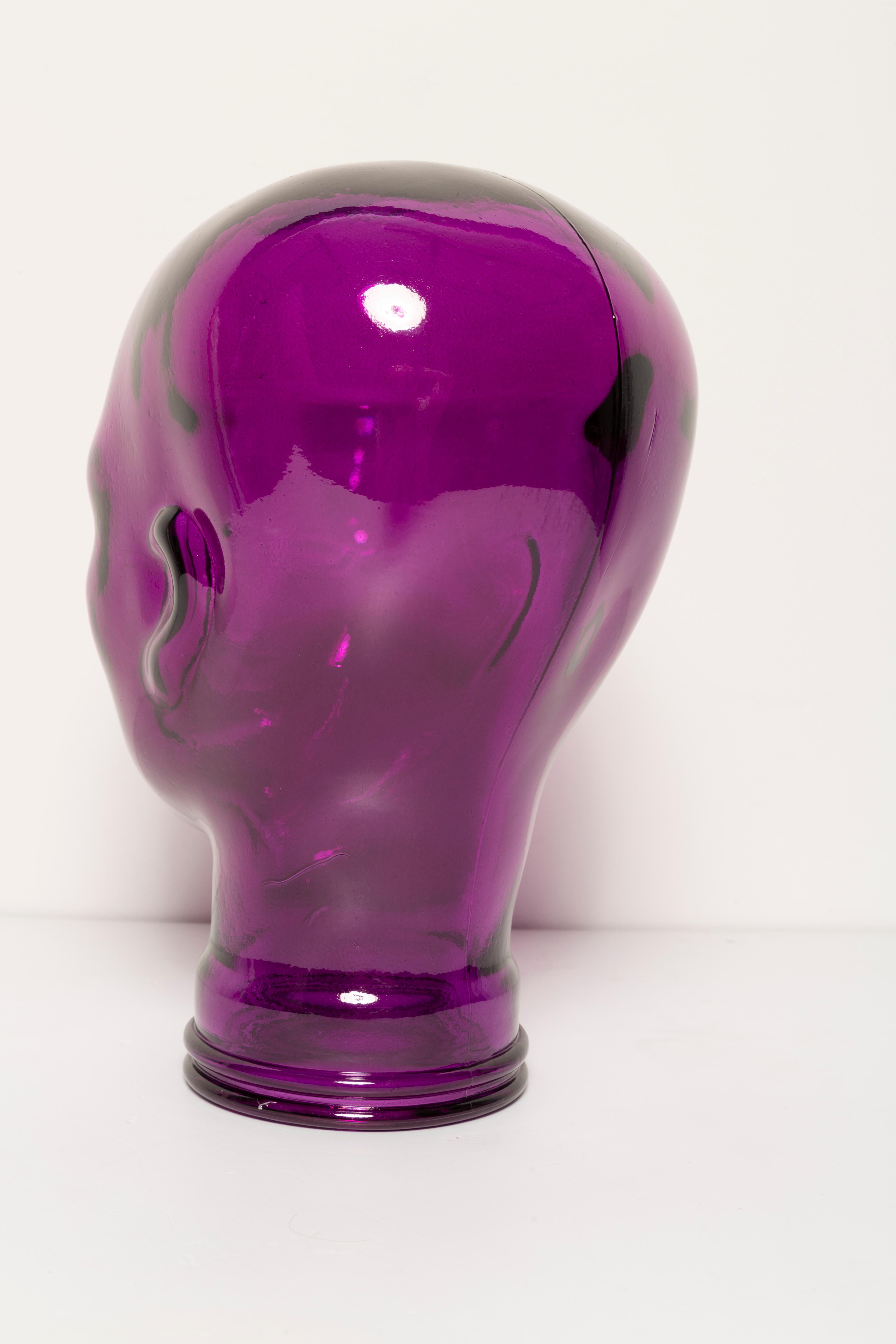 Purple Vintage Decorative Mannequin Glass Head Sculpture, 1970s, Germany 3