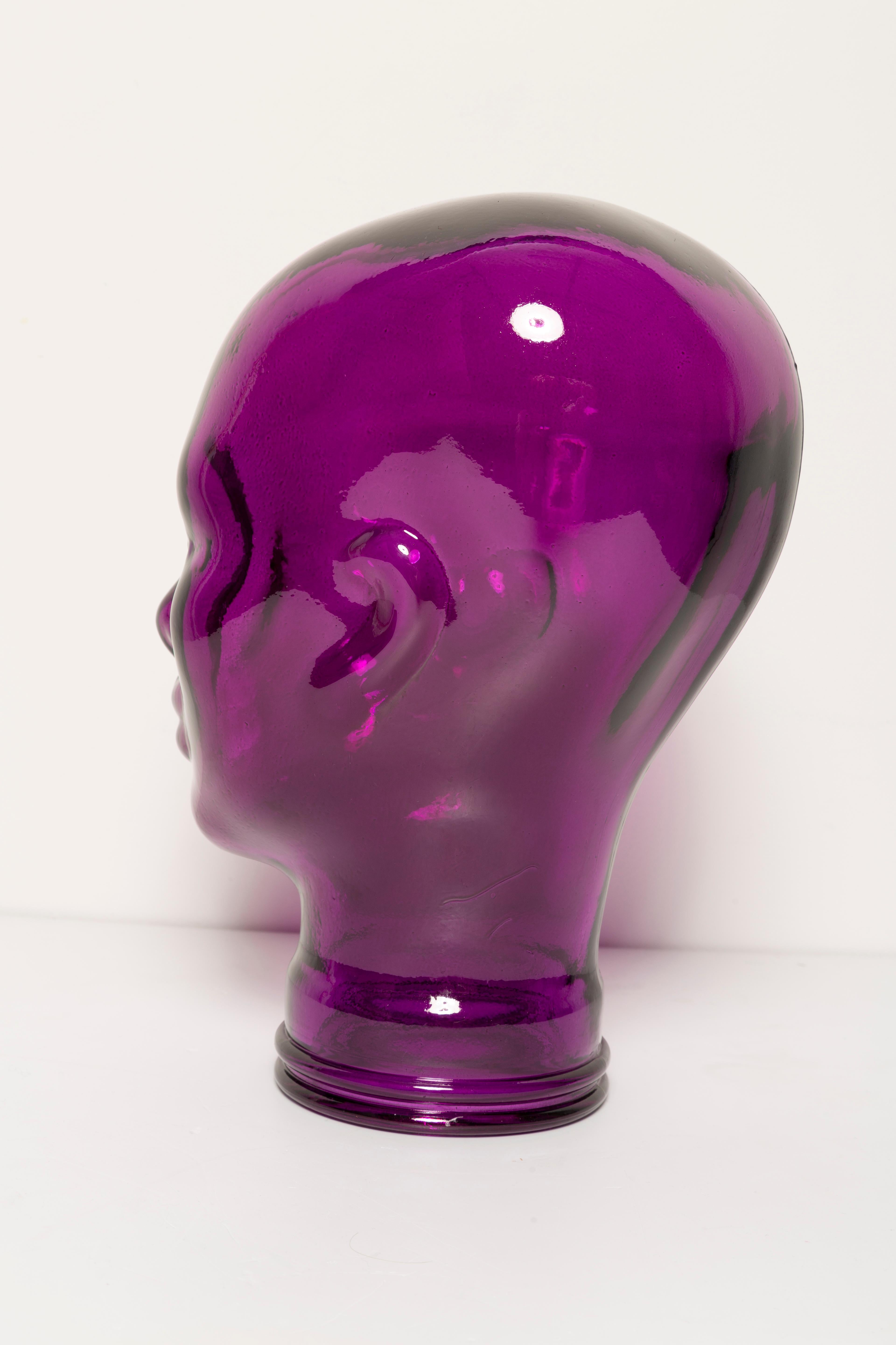 Purple Vintage Decorative Mannequin Glass Head Sculpture, 1970s, Germany 5