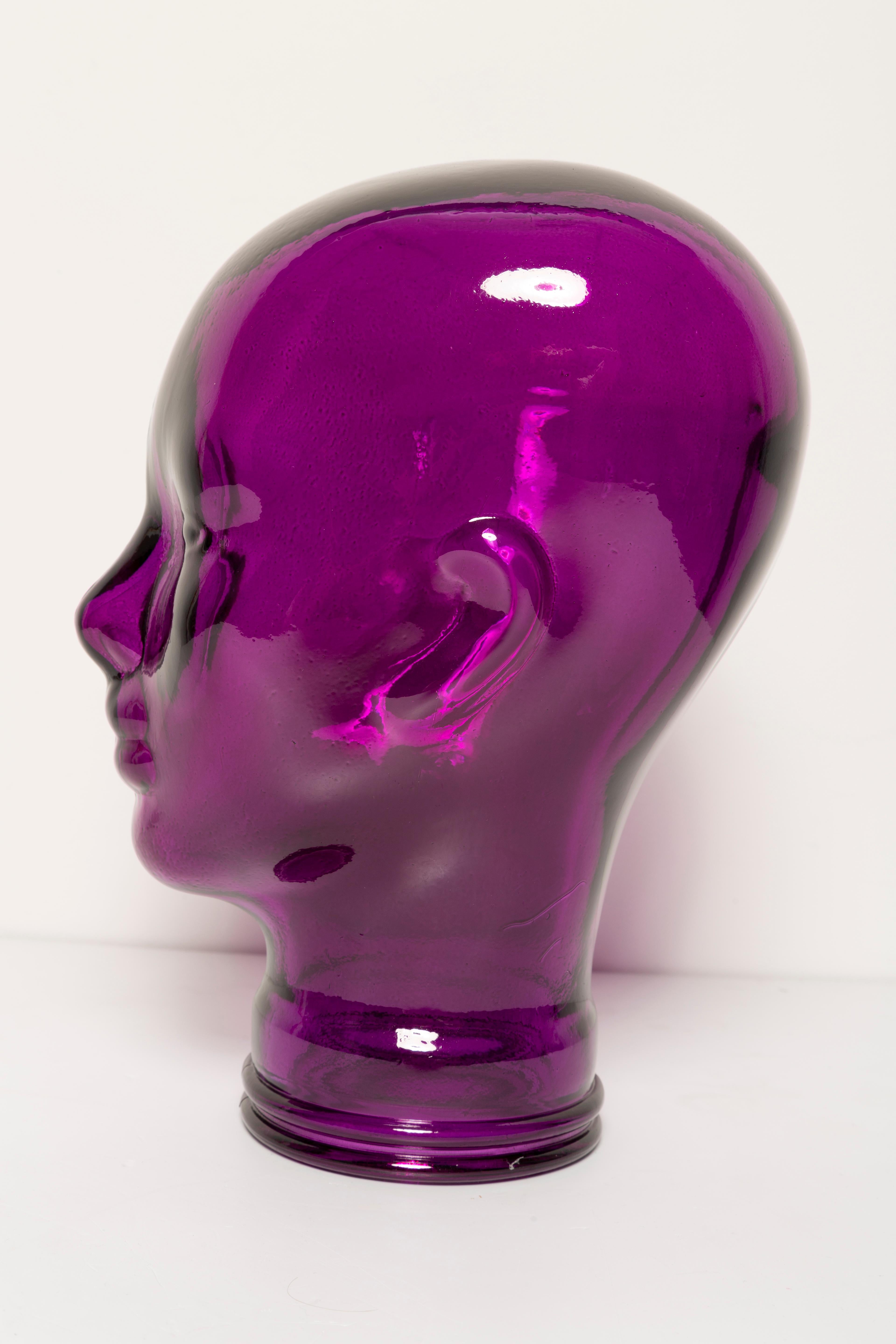 Purple Vintage Decorative Mannequin Glass Head Sculpture, 1970s, Germany 6