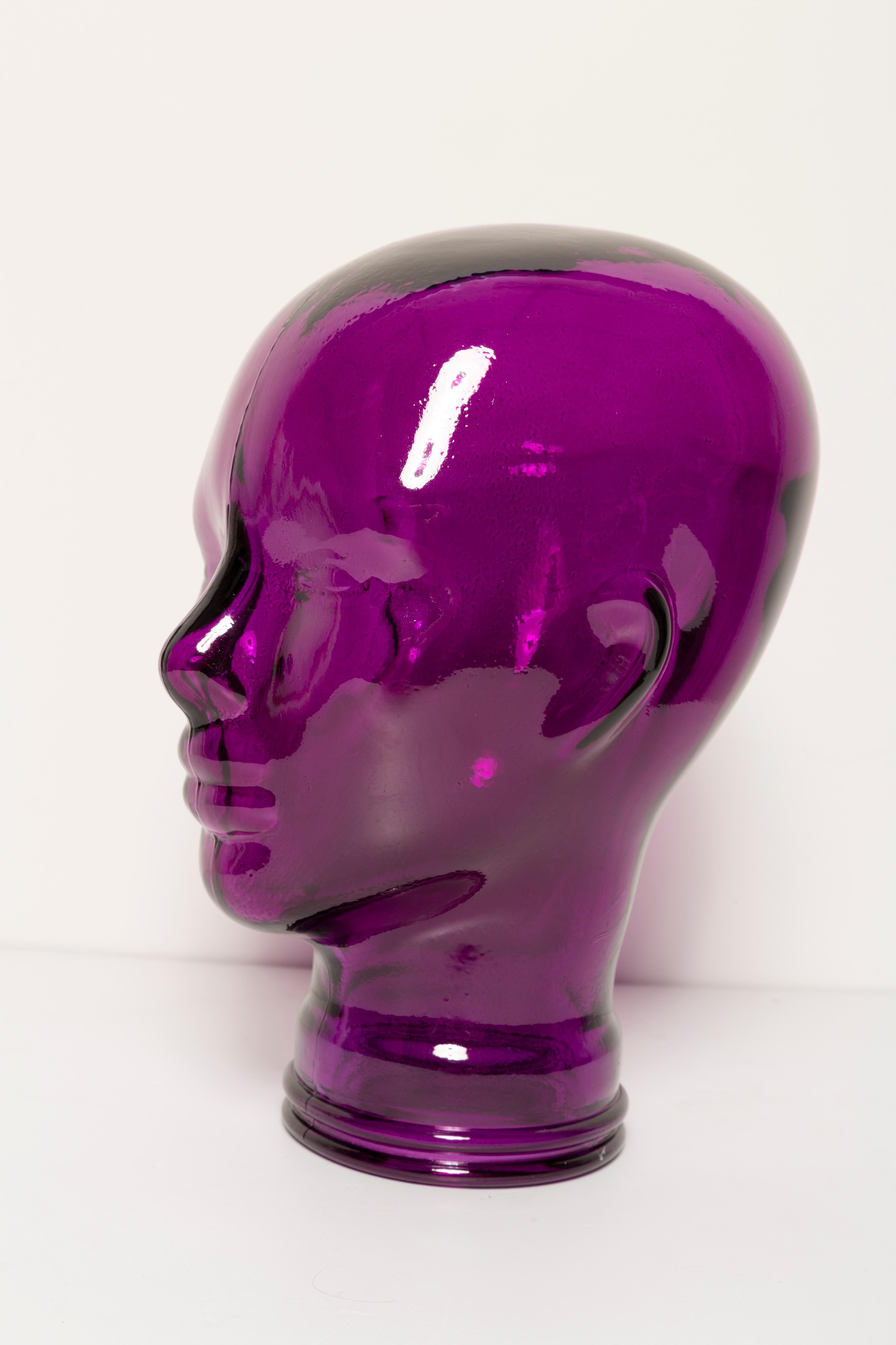 Purple Vintage Decorative Mannequin Glass Head Sculpture, 1970s, Germany 7