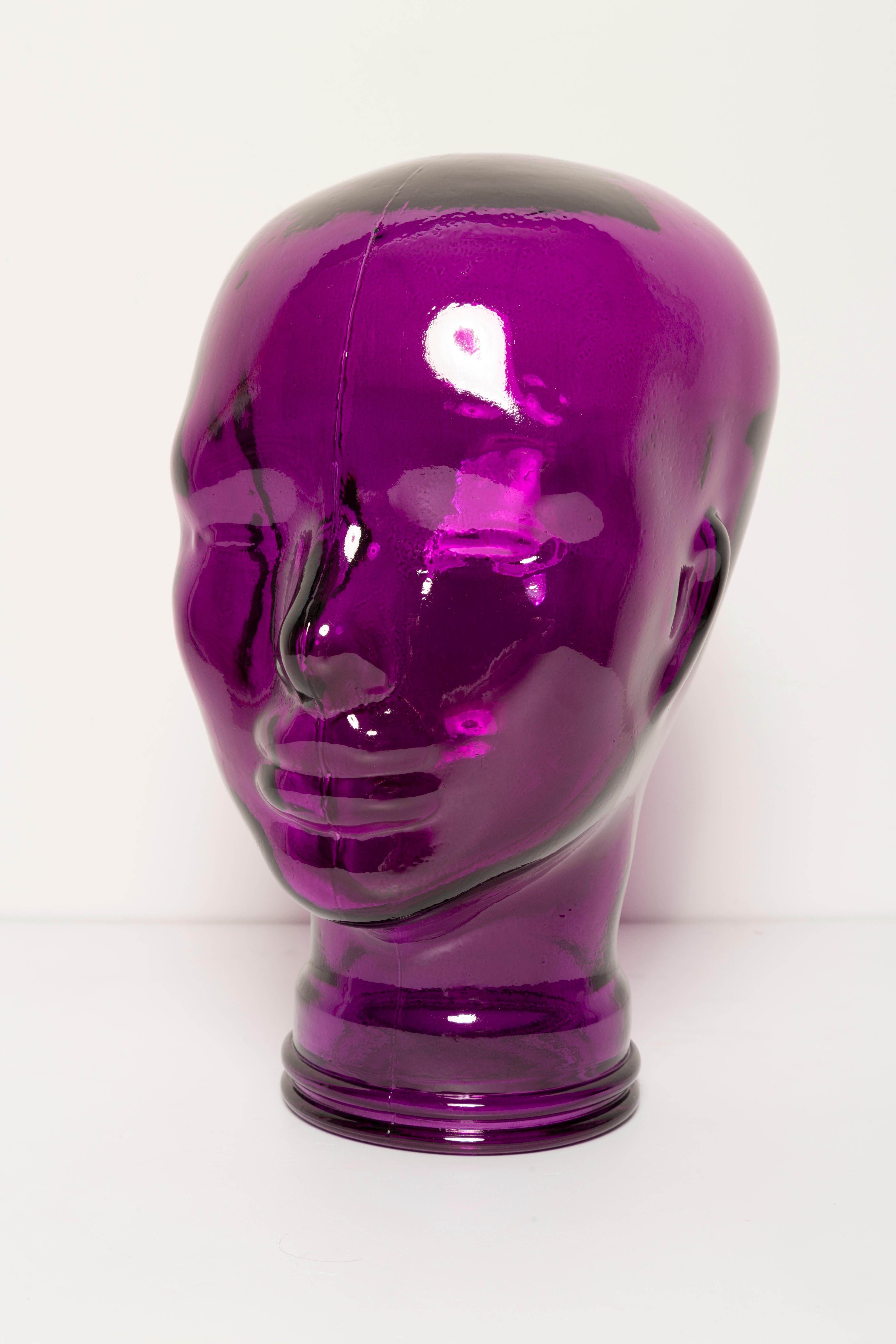 Purple Vintage Decorative Mannequin Glass Head Sculpture, 1970s, Germany 8
