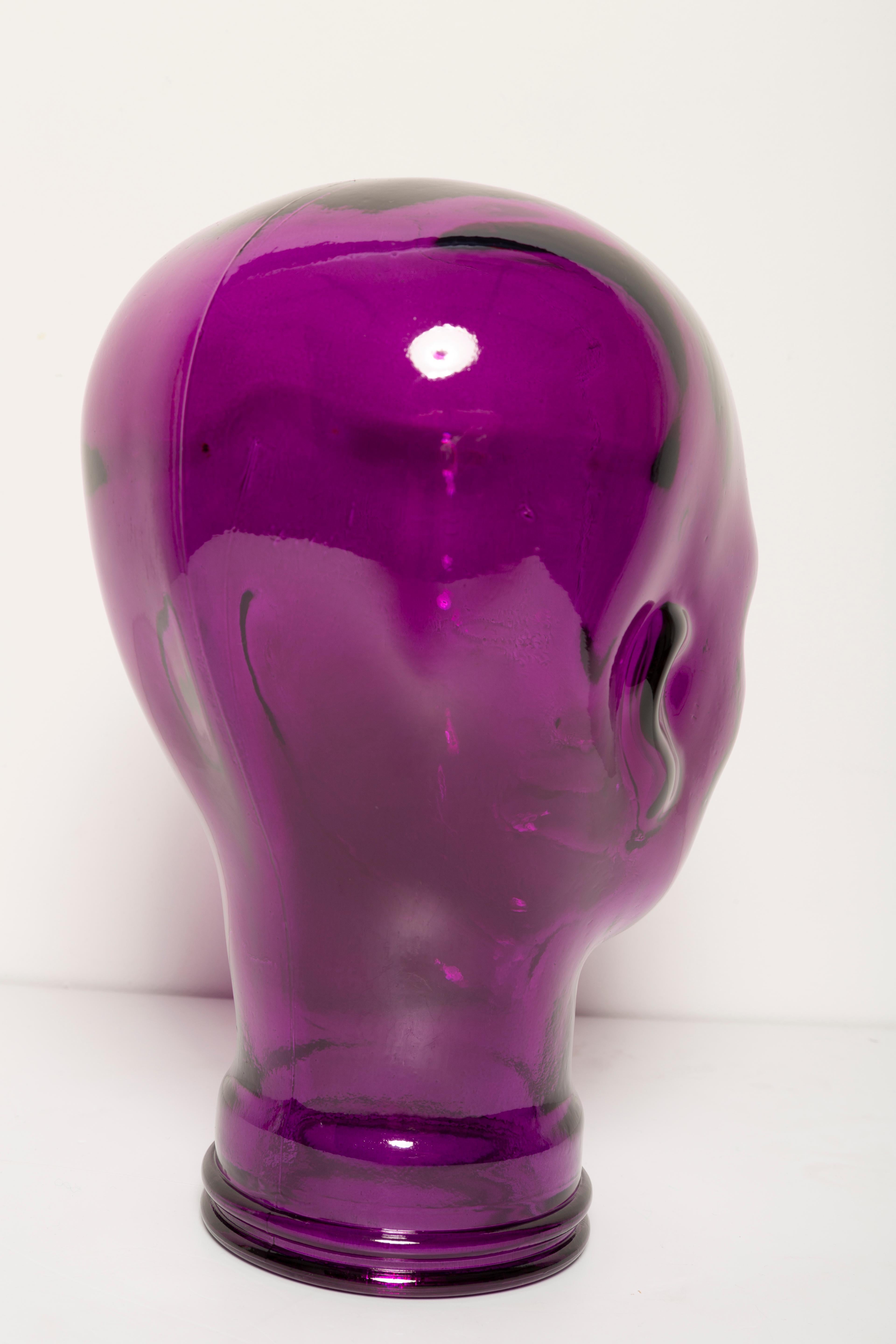 Purple Vintage Decorative Mannequin Glass Head Sculpture, 1970s, Germany 1