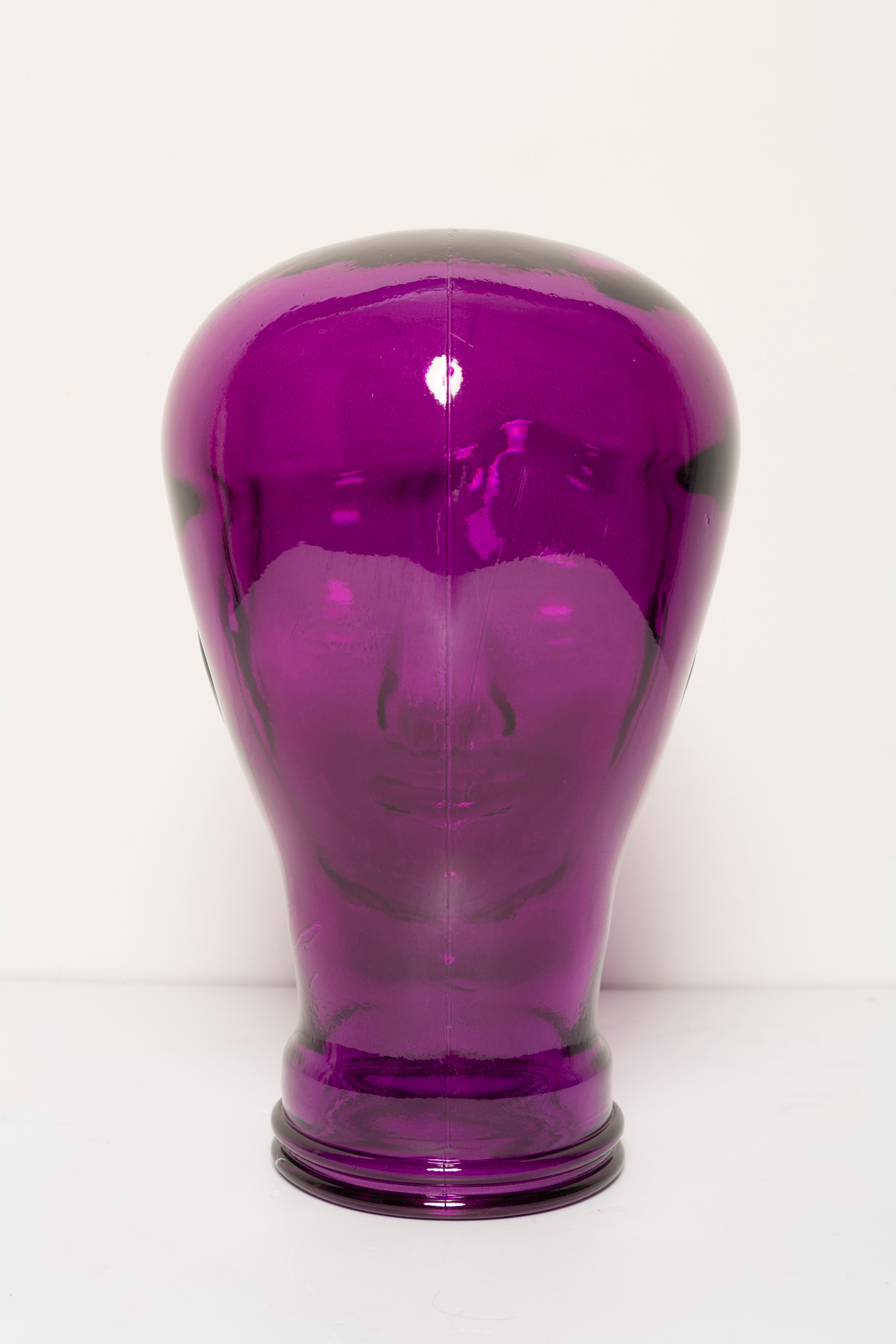 Purple Vintage Decorative Mannequin Glass Head Sculpture, 1970s, Germany 2