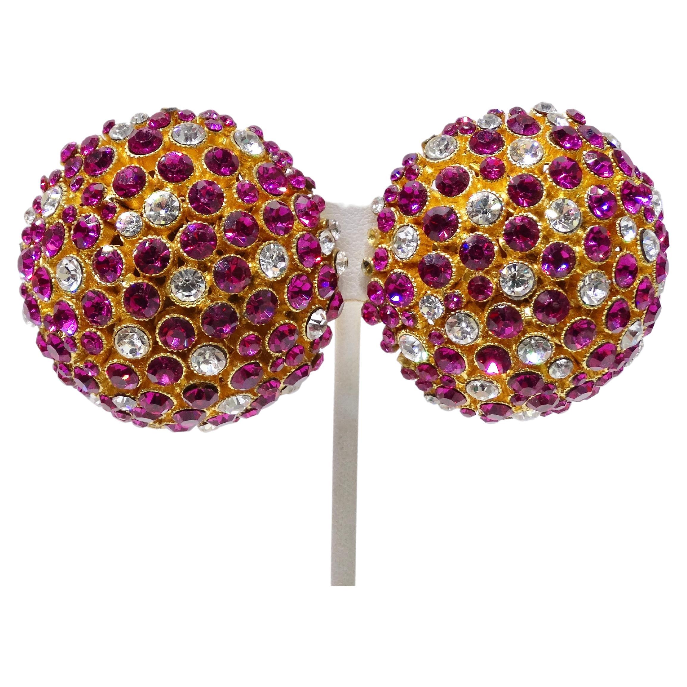 Purple Vintage Dome Clip-On Earrings For Sale