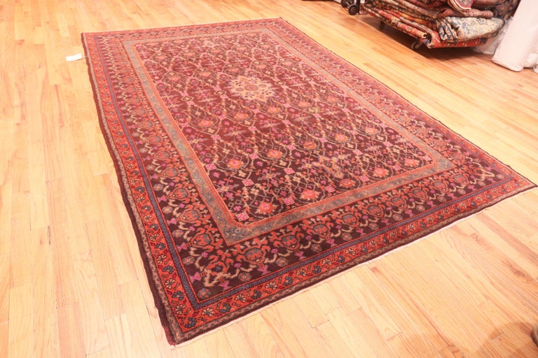 Purple Vintage German Continental Rug. Size 8 ft 2 in x 11 ft 8 in For