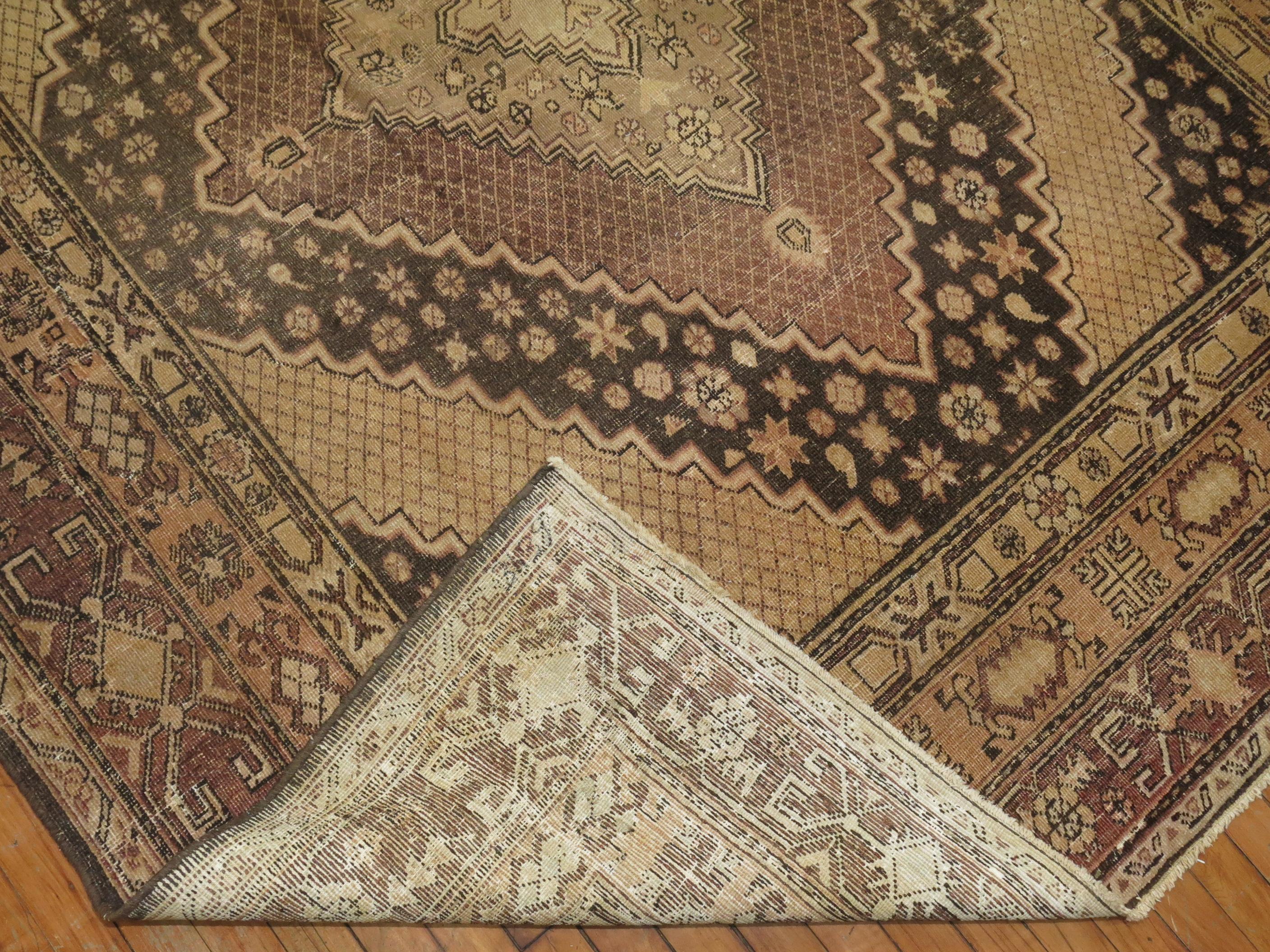 Einzigartiger Khotan-Teppich mit einem besonderen violetten Farbton und einem traditionellen geometrischen Medaillonmuster.